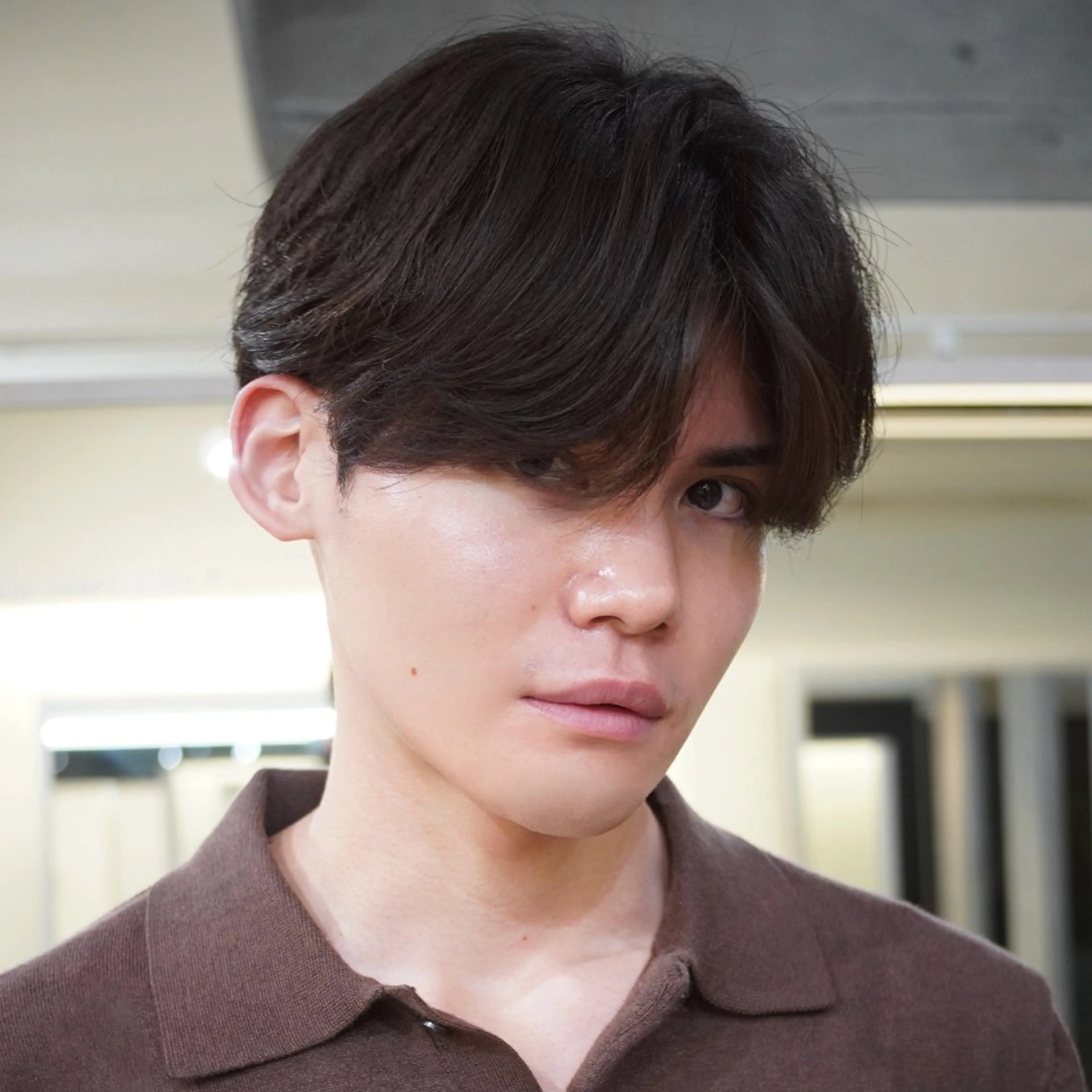 メンズ カット パーマ RIKU⚡️毛流れ ヘア×眉ワックスのヘアスタイル