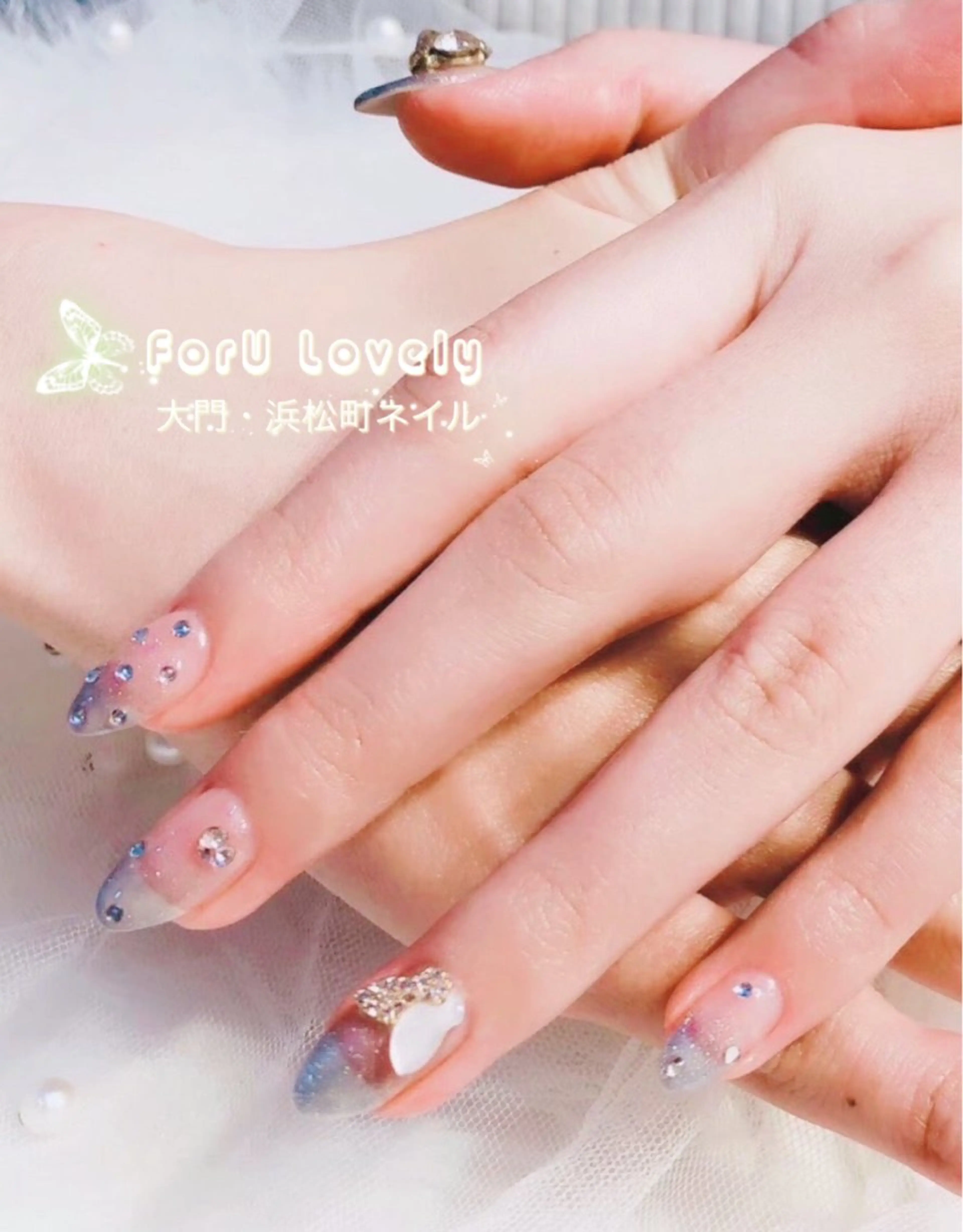 ネイル 桜ネイル フットネイル フレンチネイル ジェルネイル ラメ(グリッター) 大門浜松町 ネイルのネイルデザイン