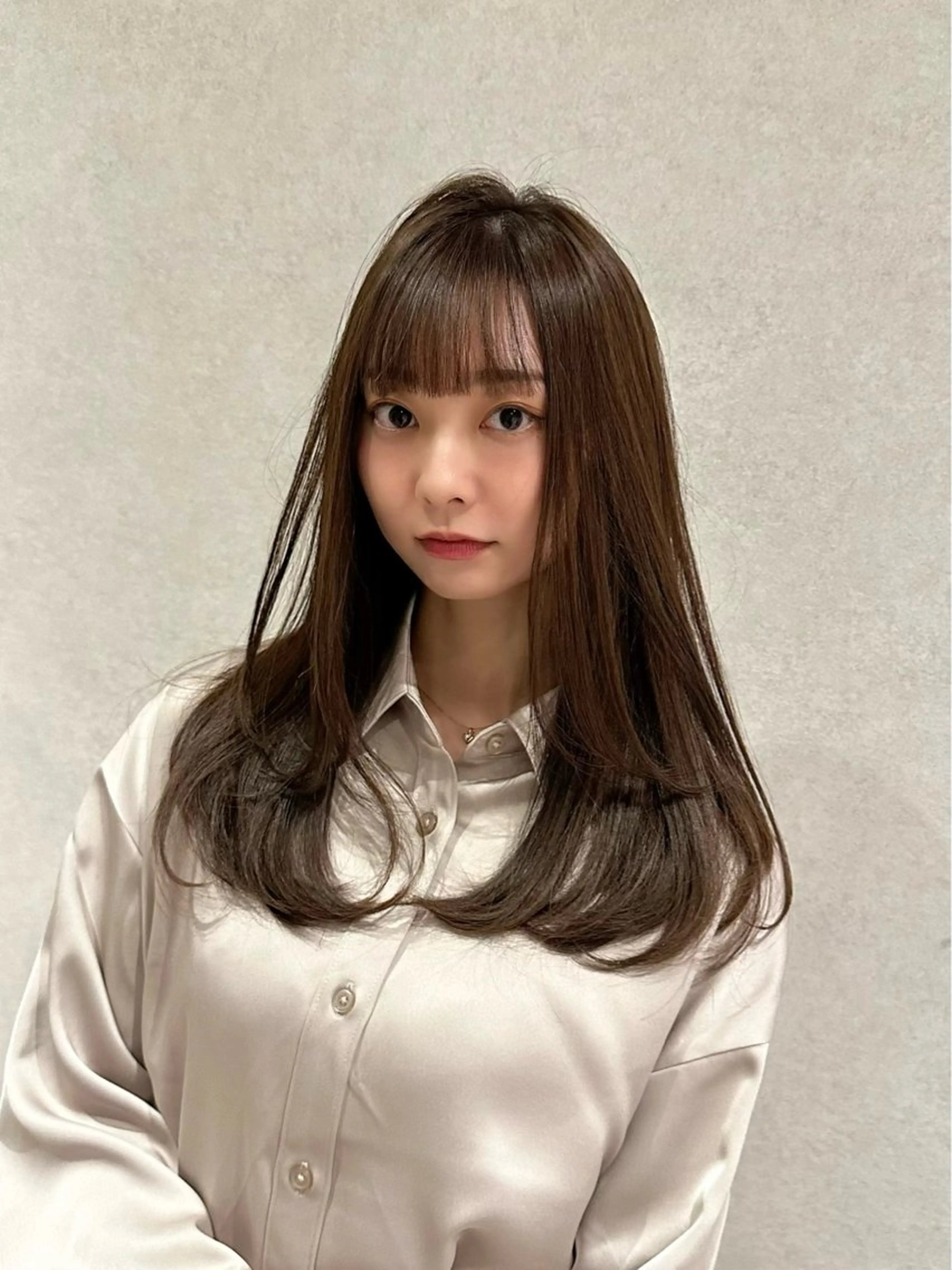 セミロング ヘアカラー トリートメント レイヤー/ハッシュ 渋谷/サッタのヘアスタイル