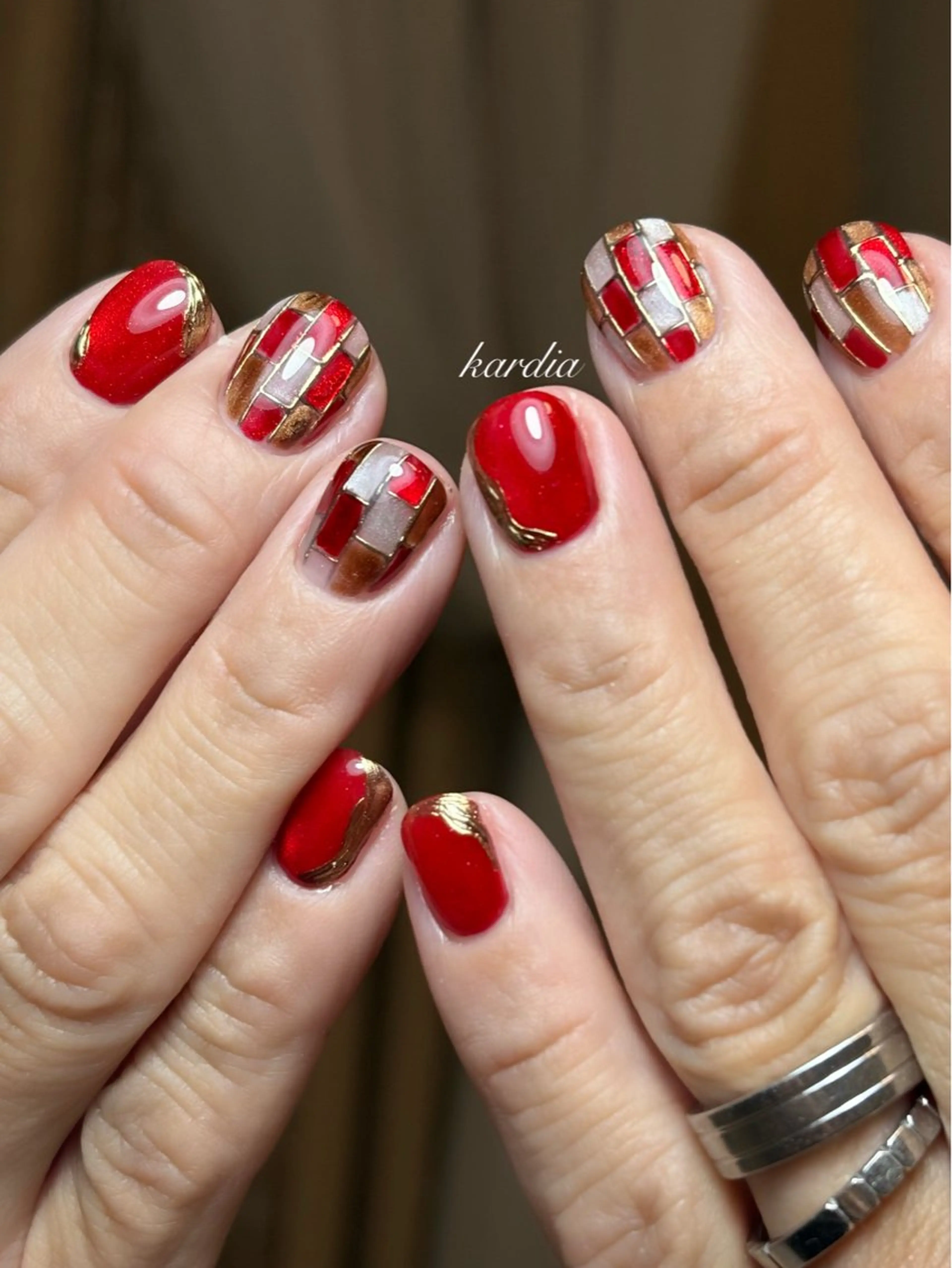 ネイル ハンドネイル καρδιά -ｶﾙﾃﾞｨｱ-のネイルデザイン