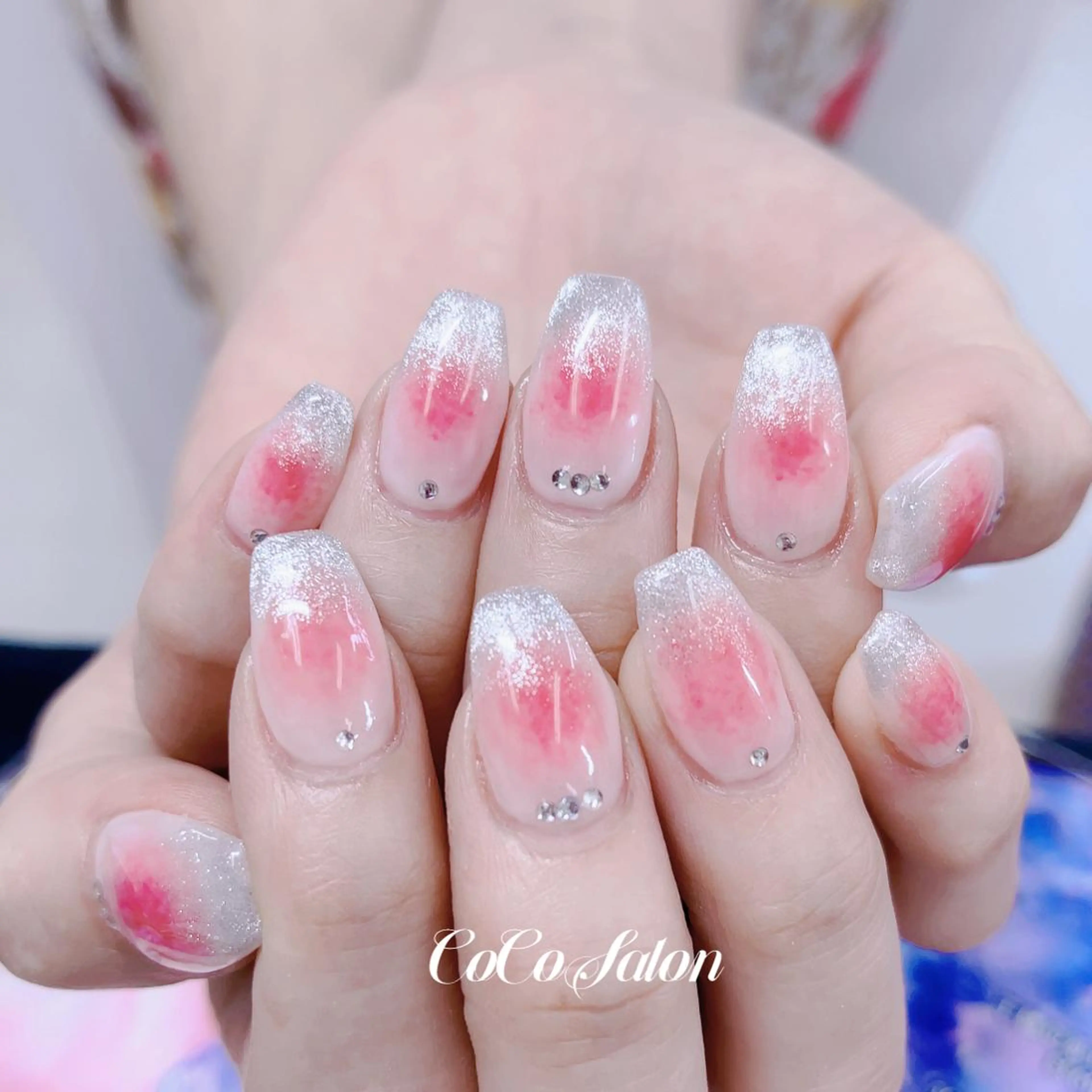 ネイル チークネイル 入学式 長さ出し ジェルネイル グラデーション ハンドネイル CoCoSalon ネイル/まつ毛予約のネイルデザイン