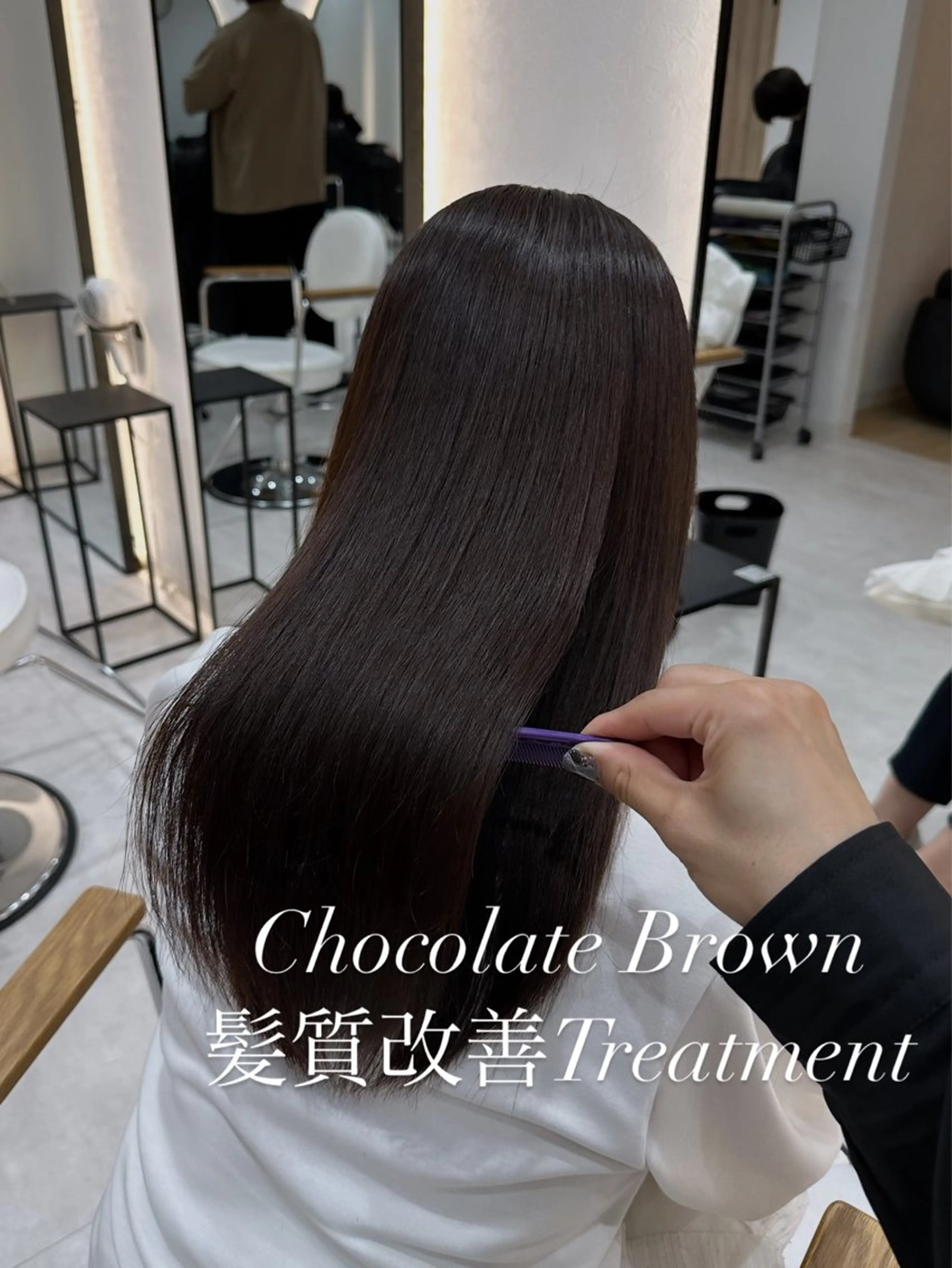 ロング カラー 赤み消し/オリーブ カーキ/福田れんのヘアスタイル