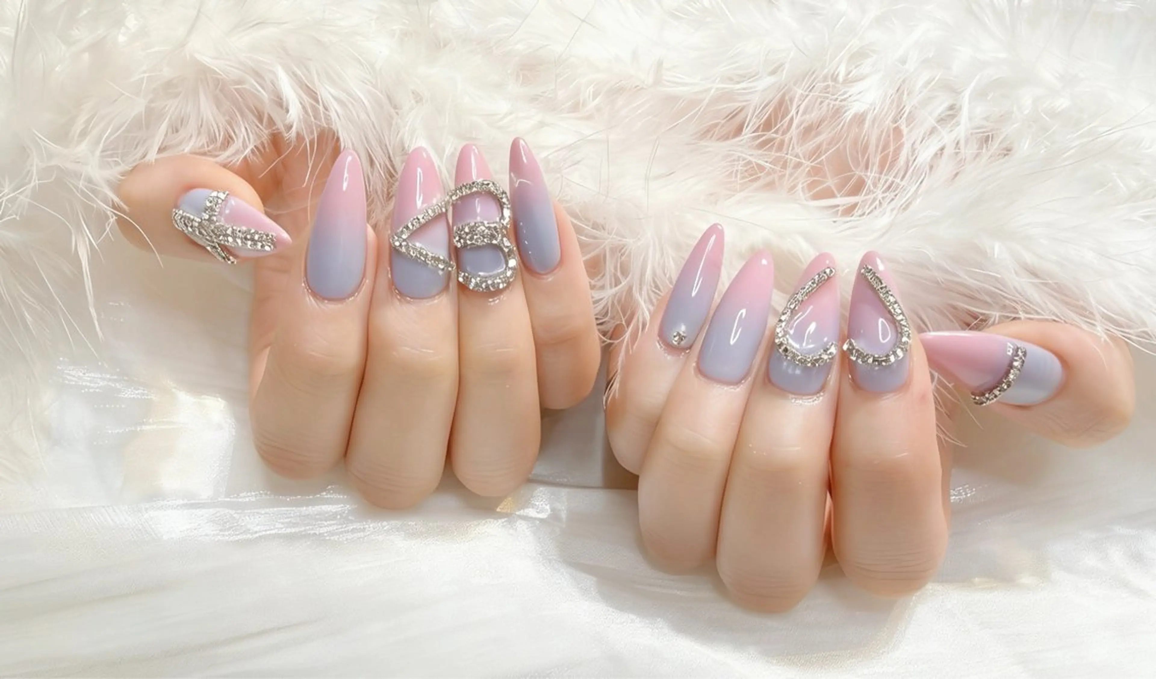 ネイル リボン、ガーリー パーツ放題専門店のネイルデザイン