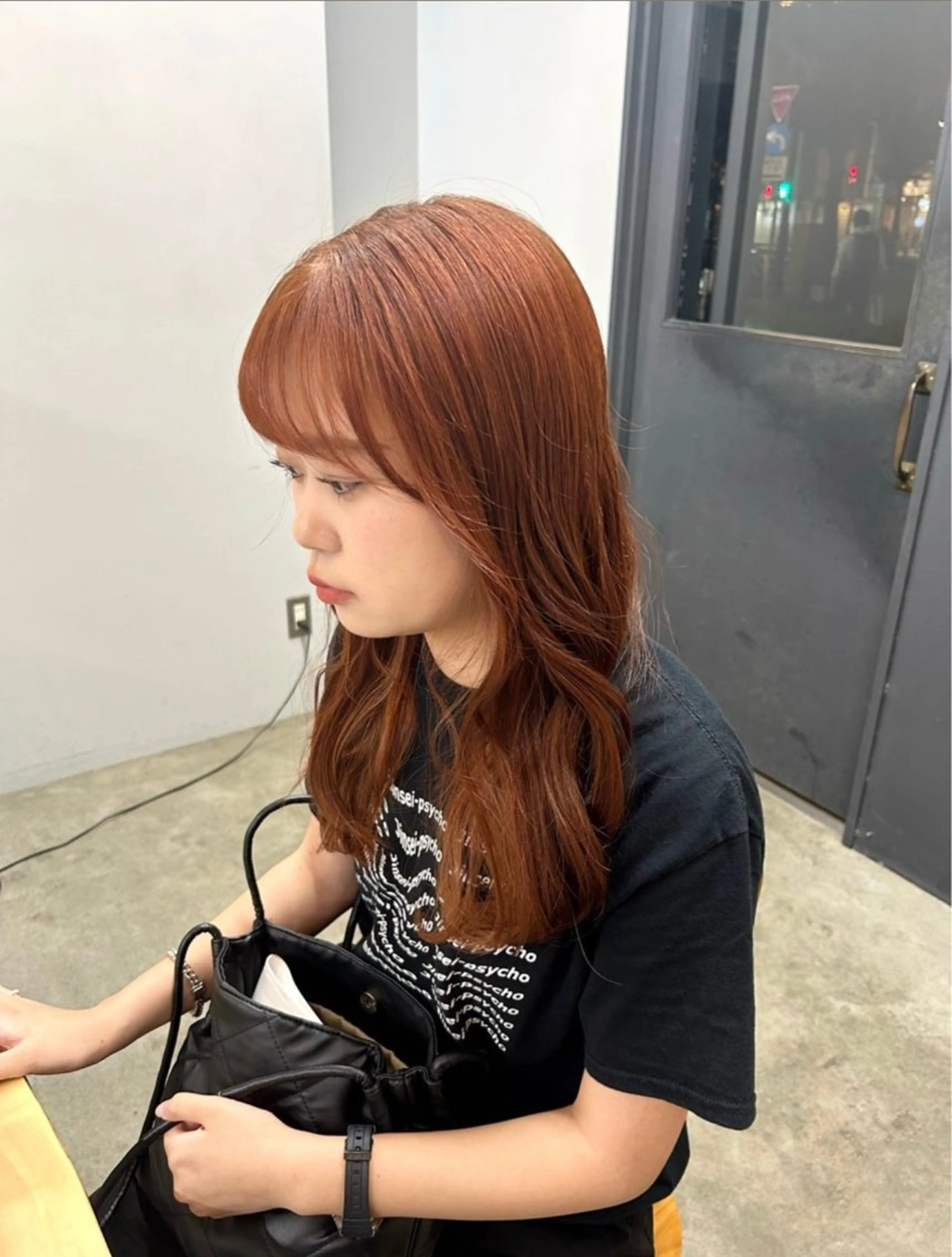 セミロング カラー ブラウンカラー オレンジ オレンジブラウン ヘアカラー ROCCOeast Rukaのヘアスタイル