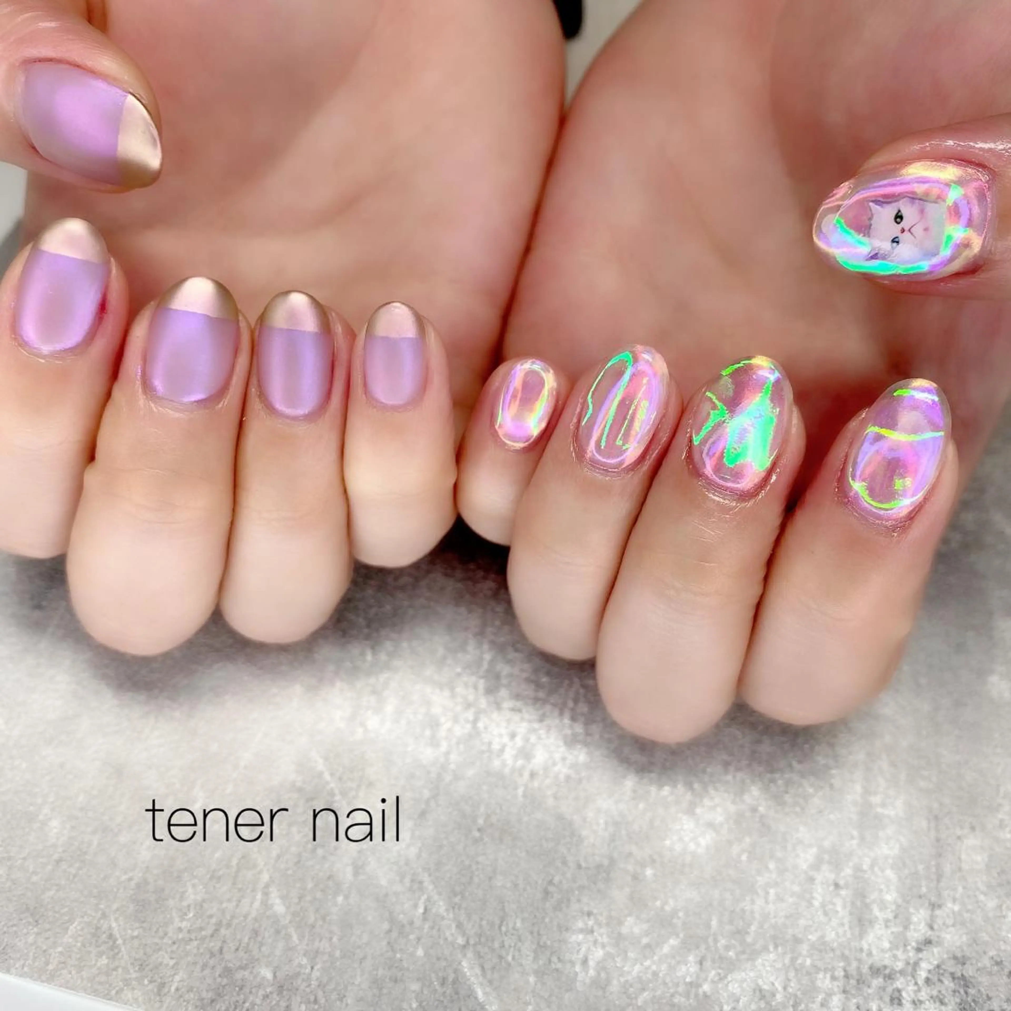 ネイル 氷ネイル・うるうるネイル マットネイル ミラーネイル tener  nail  テネルネイル所属・テネルネイル tener nailのネイルデザイン