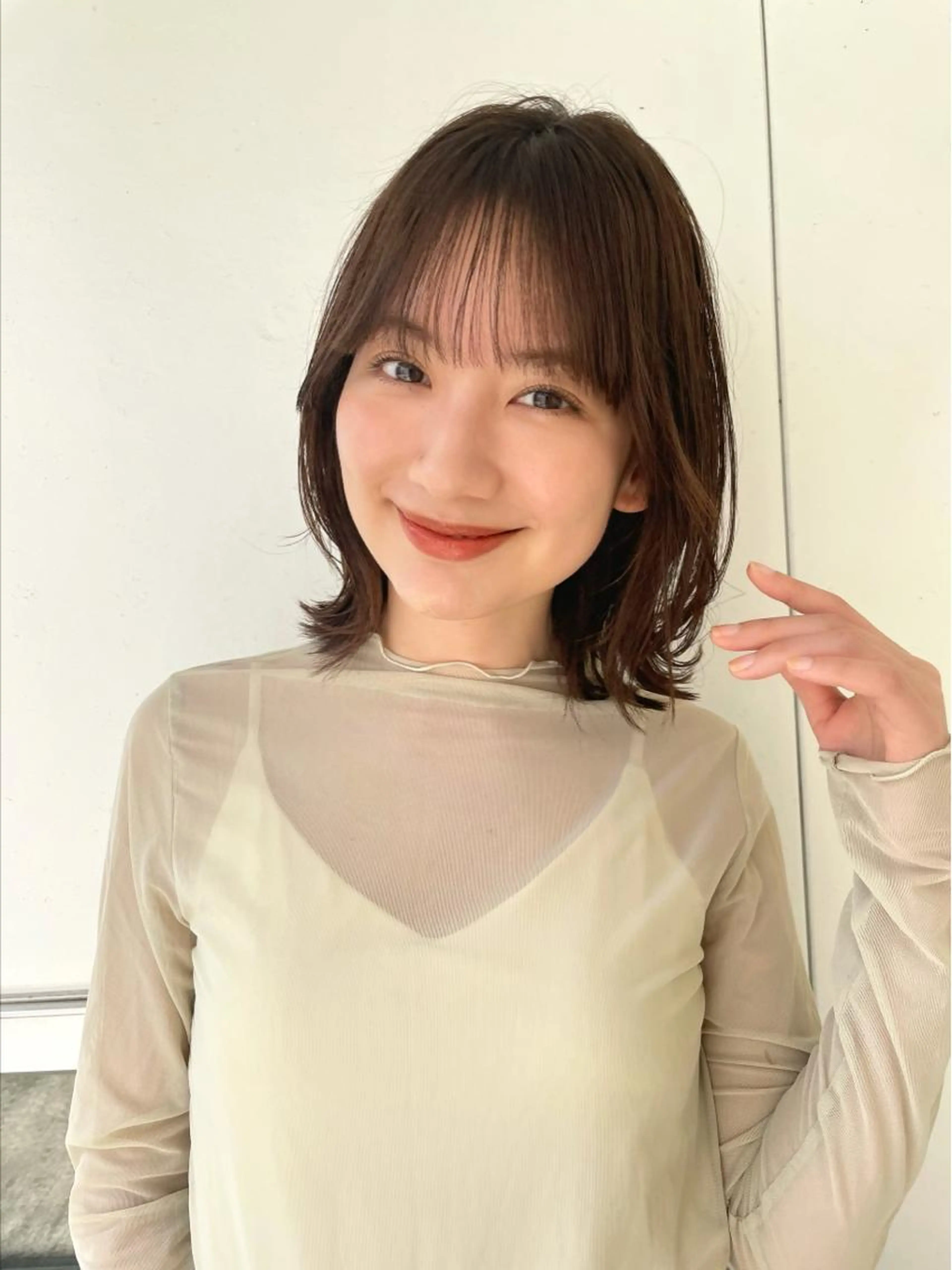 🟫オオタカ指名お客様🟫小顔補正カットレイヤーショート韓国ボブ前髪髪質改善結べるボブミニモ学割ボブ表参道原宿明治神宮前の写真