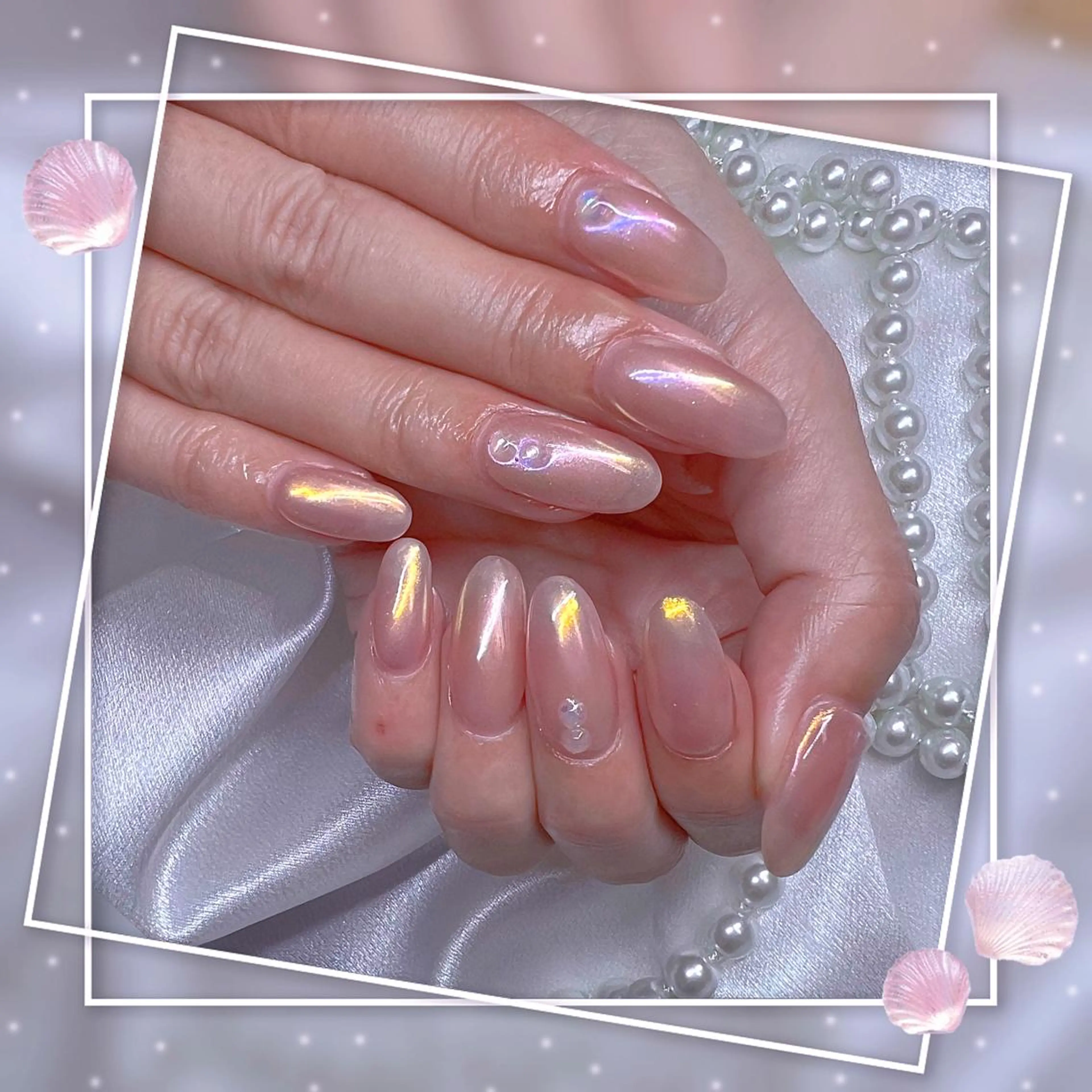 ネイル フレンチネイル キラキラネイル 韓国ネイル マグネットネイル マグネットフレンチ Chill Nailsalonのネイルデザイン