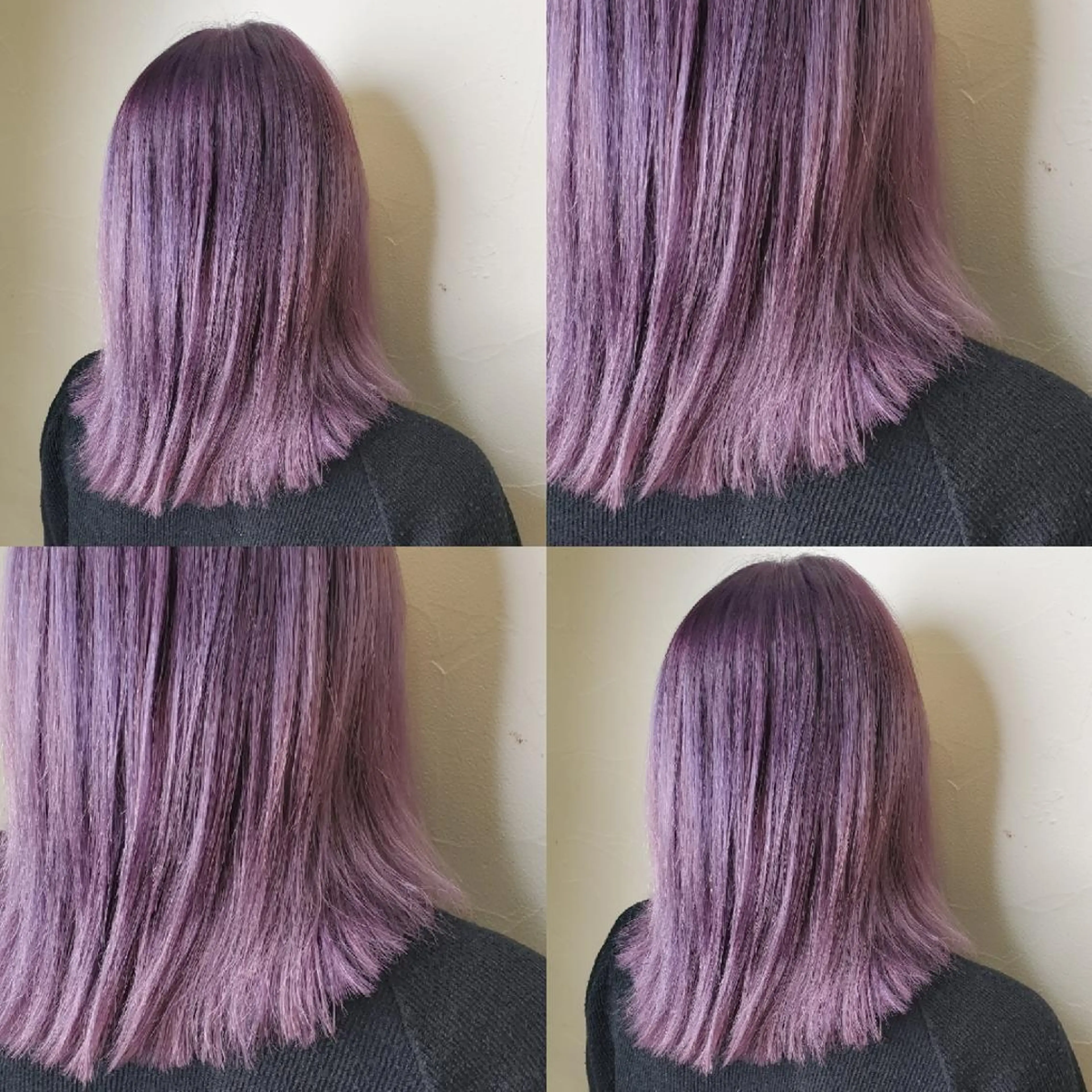 ミディアム ツヤ髪✨縮毛矯正 ハイトーンカラーのヘアスタイル