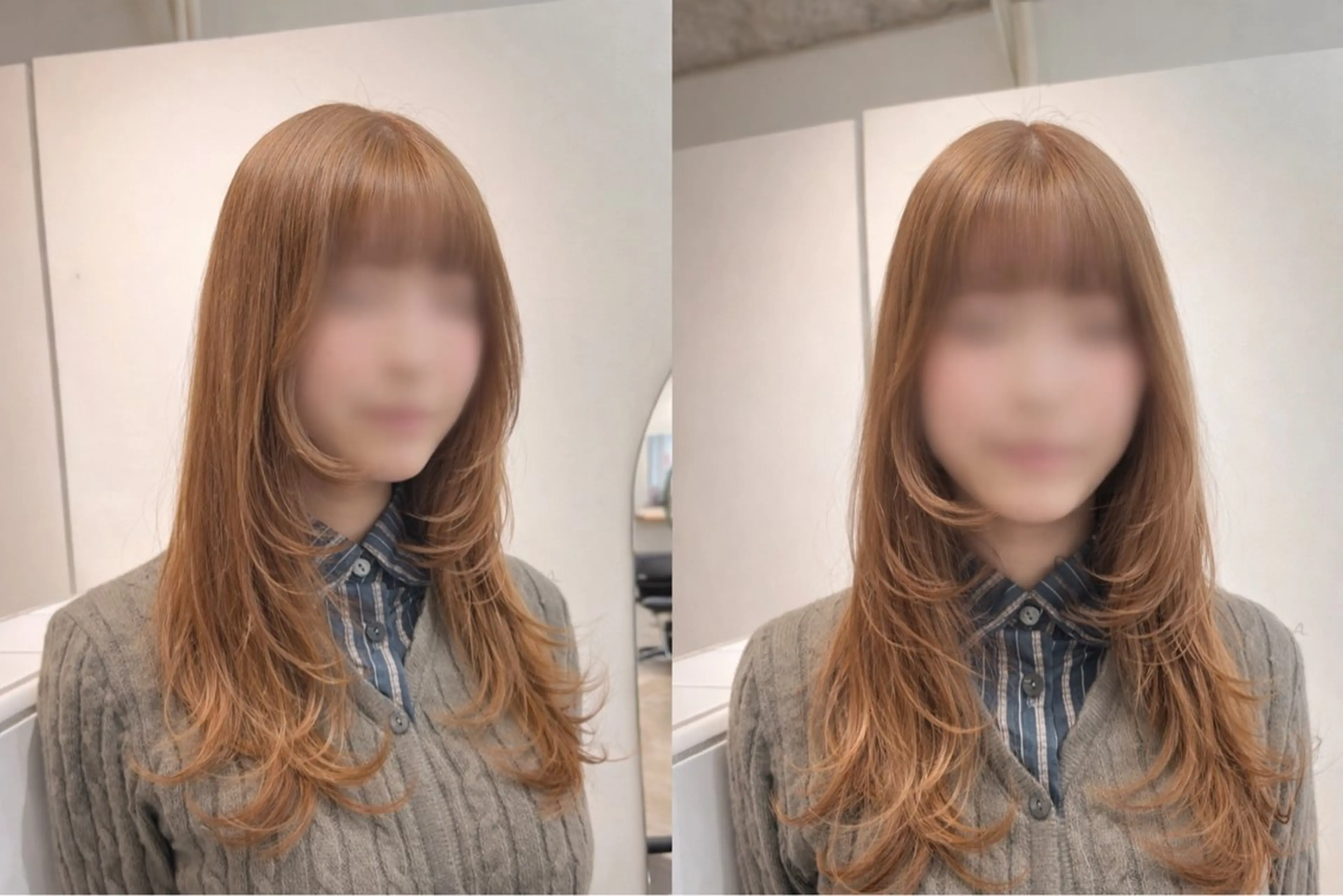 セミロング カラー ベージュカラー ブリーチ ハイトーンカラー ミルクティーベージュ オレンジ カット ヘアカラー トリートメント パーマ/縮毛矯正 /韓国風/佐藤里咲のヘアスタイル