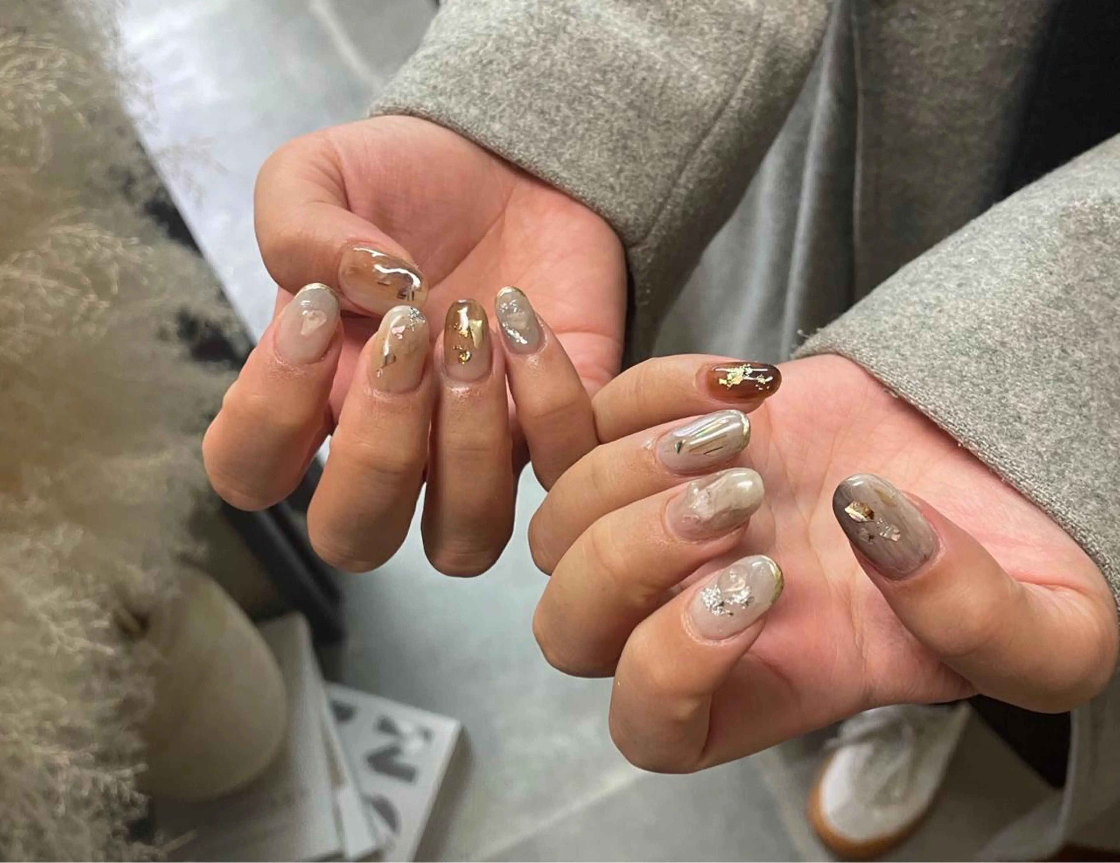 ネイル アートネイル ブラウン ジェルネイル ニュアンスネイル スカルプネイル nailstudio eviz新宿店のネイルデザイン