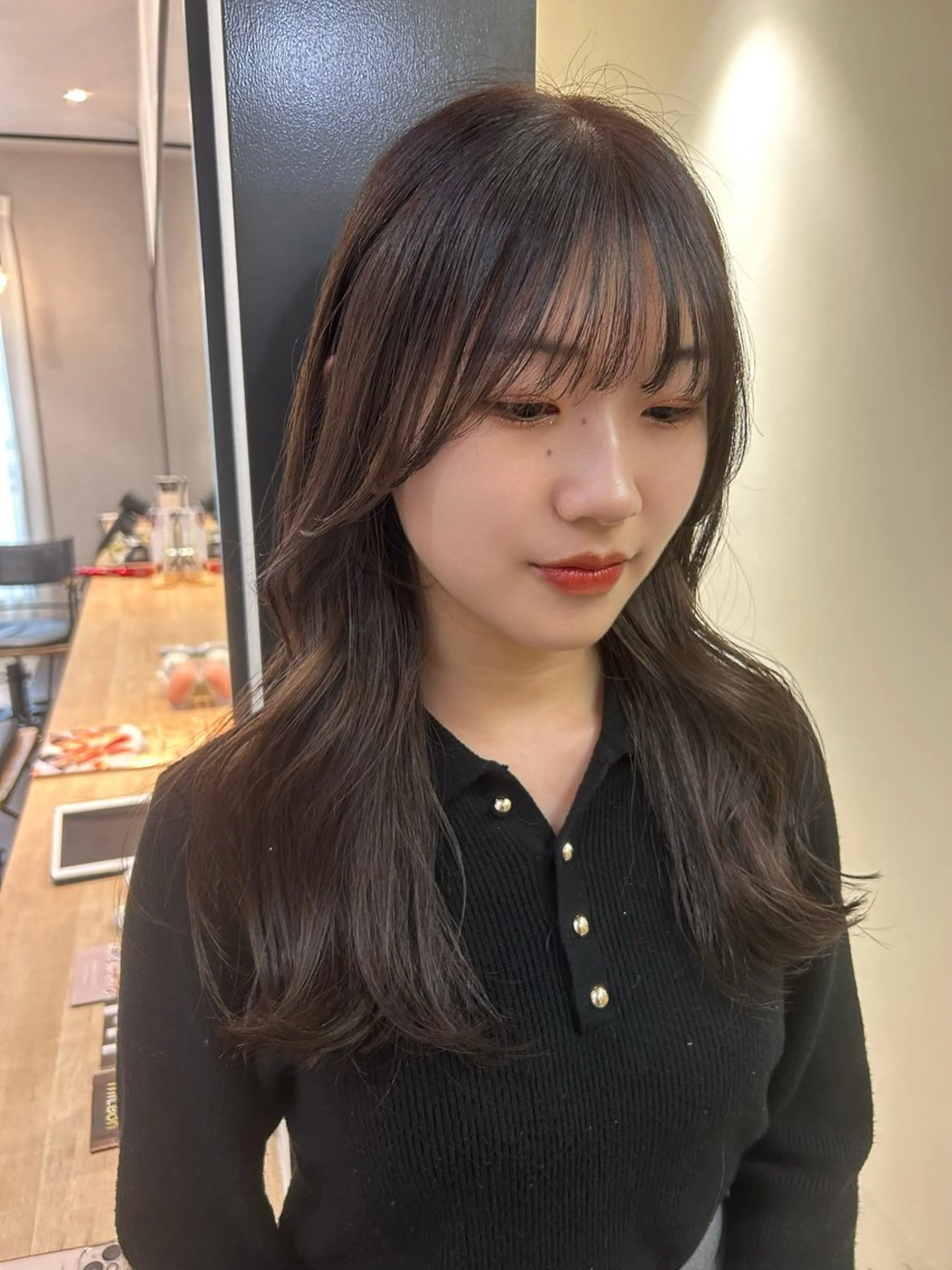 ロング カラー ブラウンカラー ココアブラウン カット ヘアカラー トリートメント hub hair レイヤー/透明感のヘアスタイル