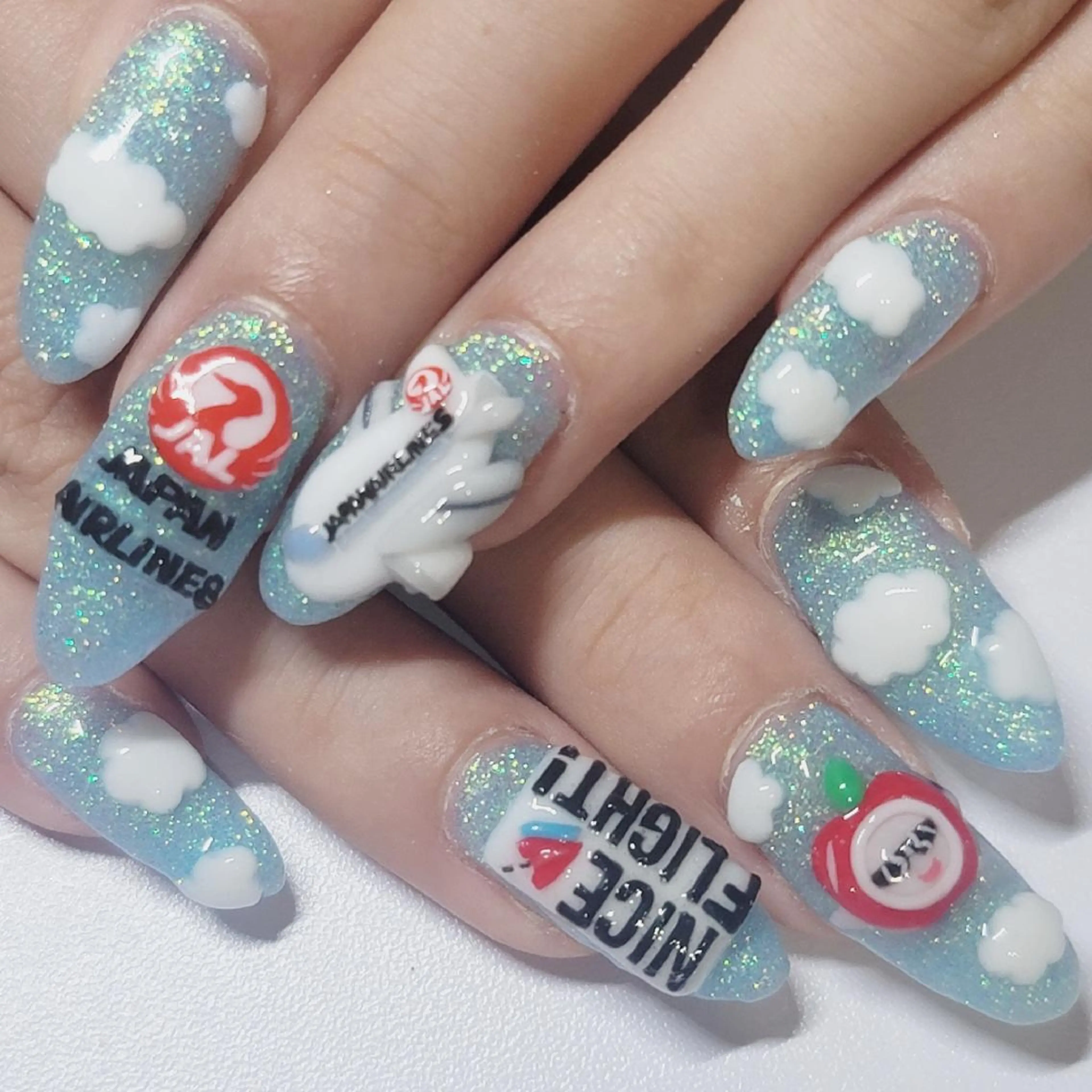 ネイル アートネイル ブルー ラメ(グリッター) ワンカラーネイル パステルネイル ハンドネイル よしだ ひろきのネイルデザイン