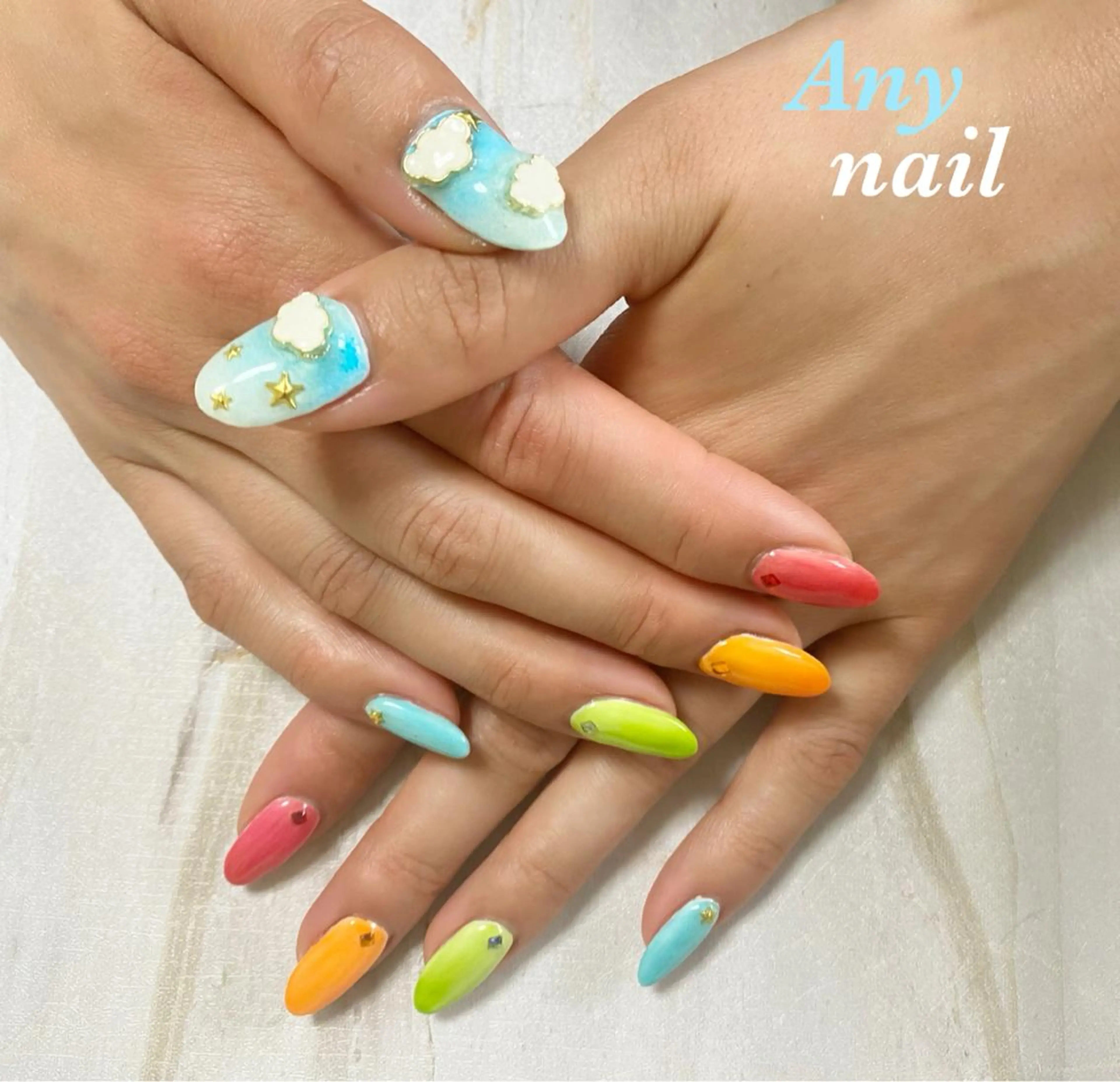 ネイル ブルー ハンドネイル 岩澤 恵子のネイルデザイン