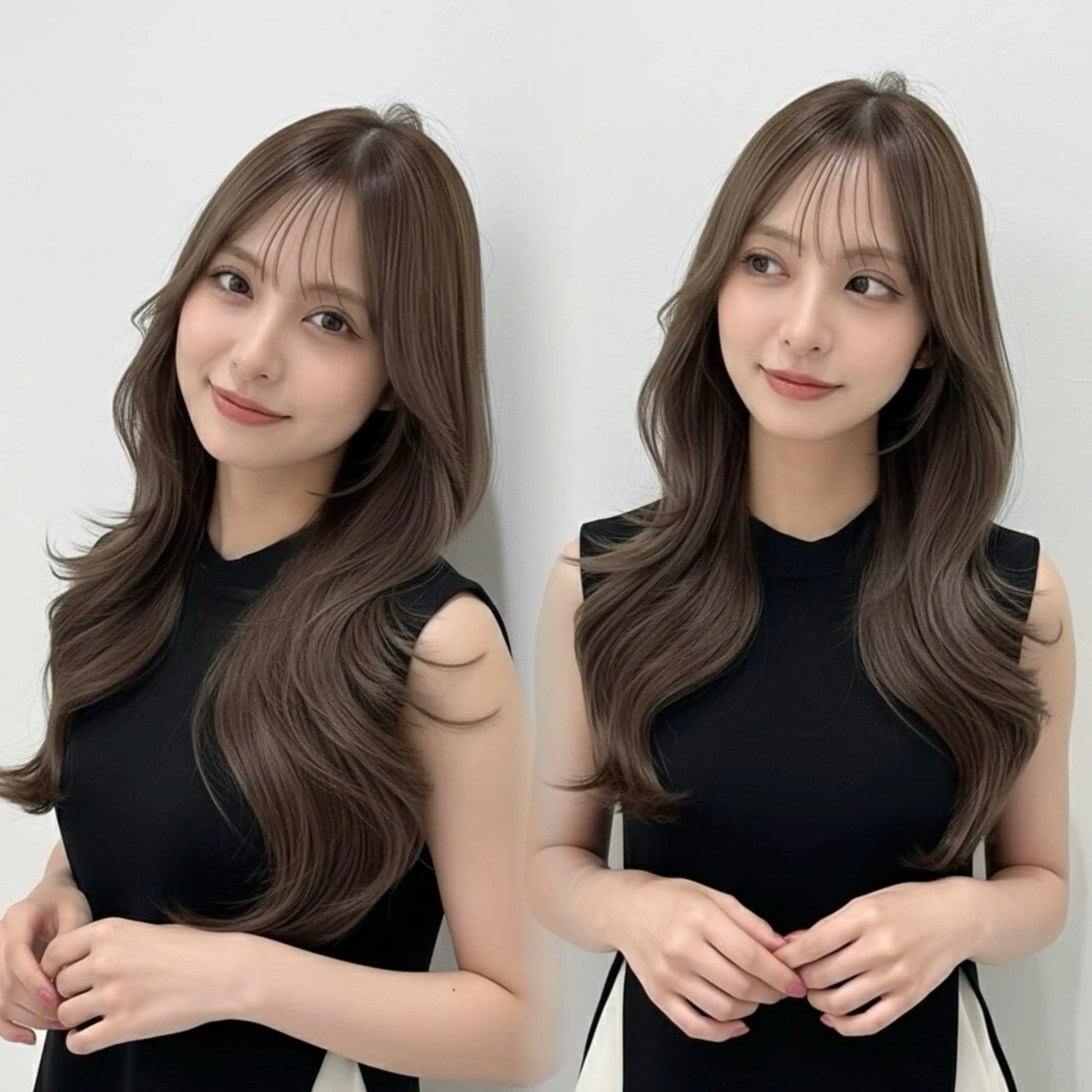 ロング カラー 透明感カラー ヘアカラー トリートメント 赤み消し韓国ヘア レイヤー縮毛🤍渡邉のヘアスタイル