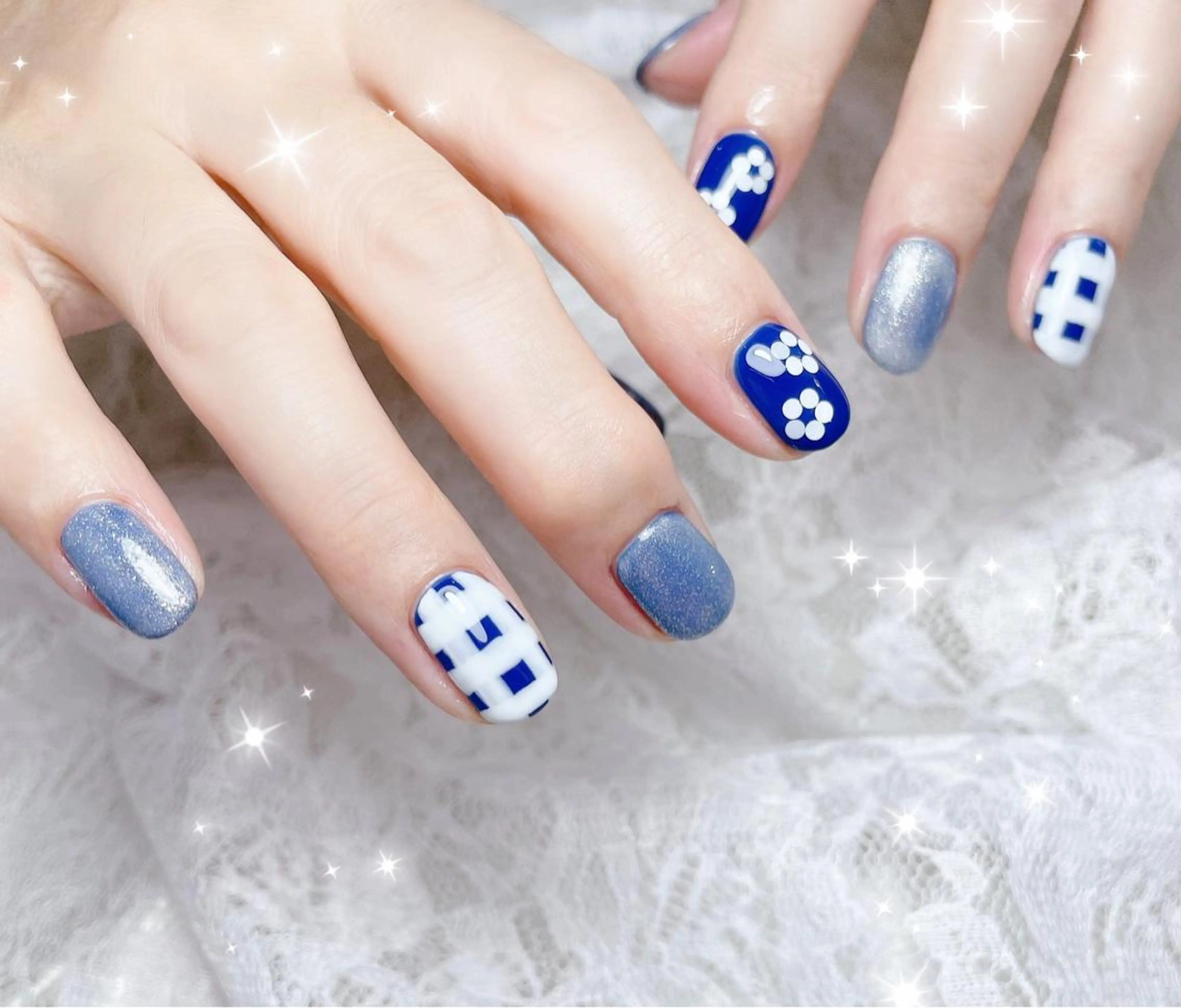 ネイル アートネイル ネイビー ハンドネイル FLARE NAIL フレアネイルのネイルデザイン