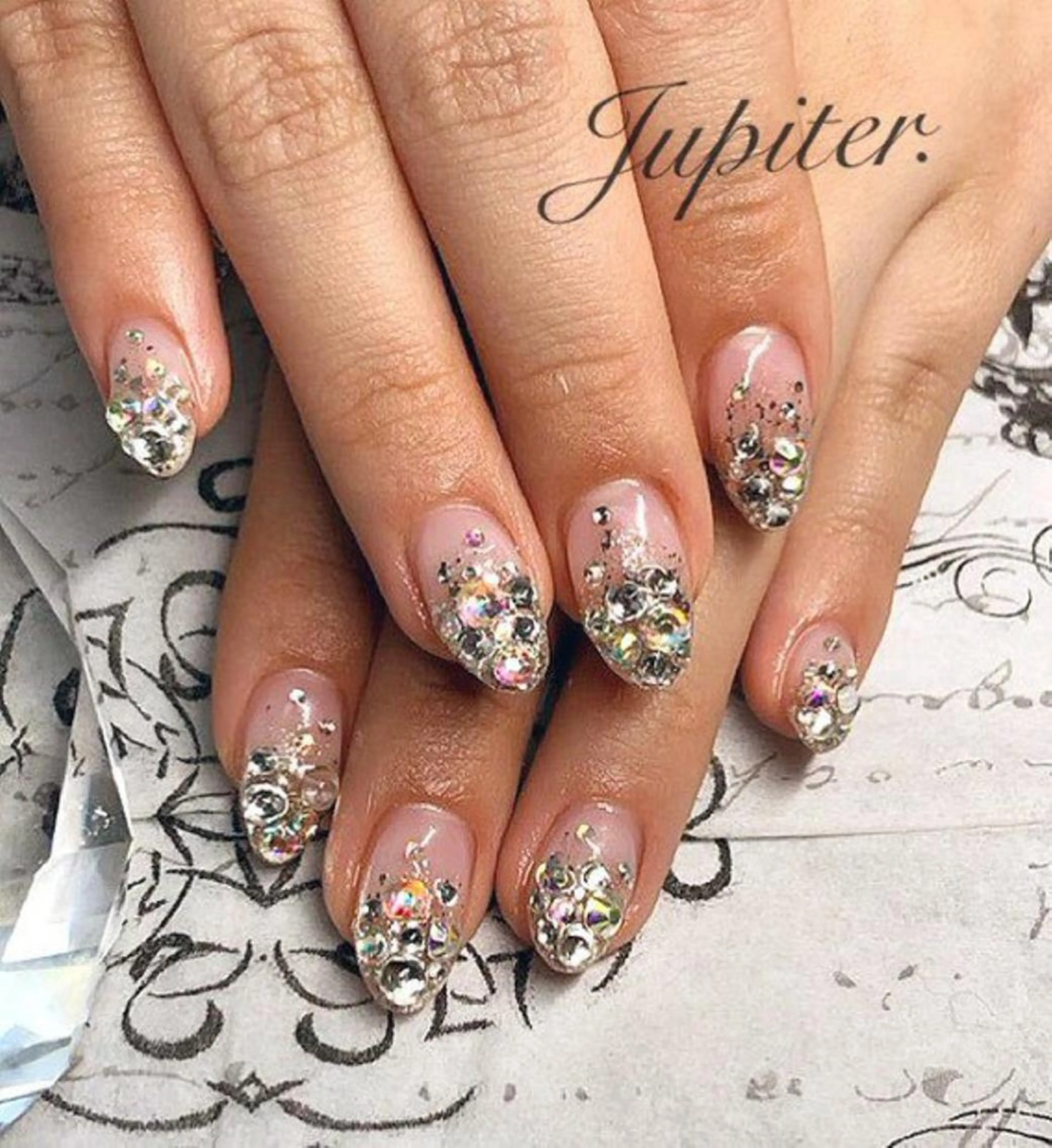 ネイル グラデーション ラメ(グリッター) ラメグラデーション ストーンネイル ハンドネイル PrivateSalon Jupiter所属・Jupiter .のネイルデザイン