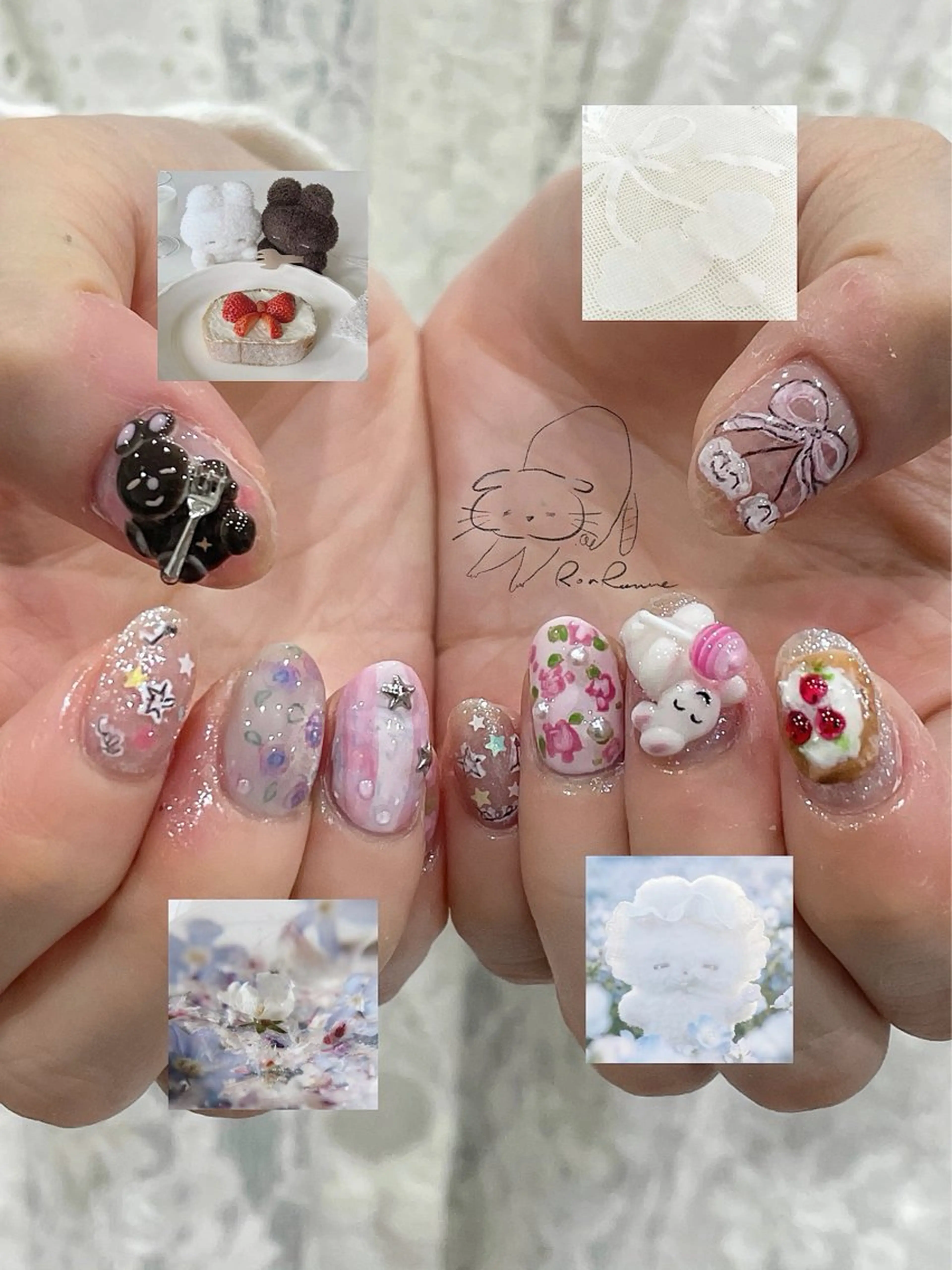 ネイル オーロラネイル 長さ出し フレンチネイル ジェルネイル ミラーネイル ハンドネイル Cho Artネイル所属・ronronne .のネイルデザイン