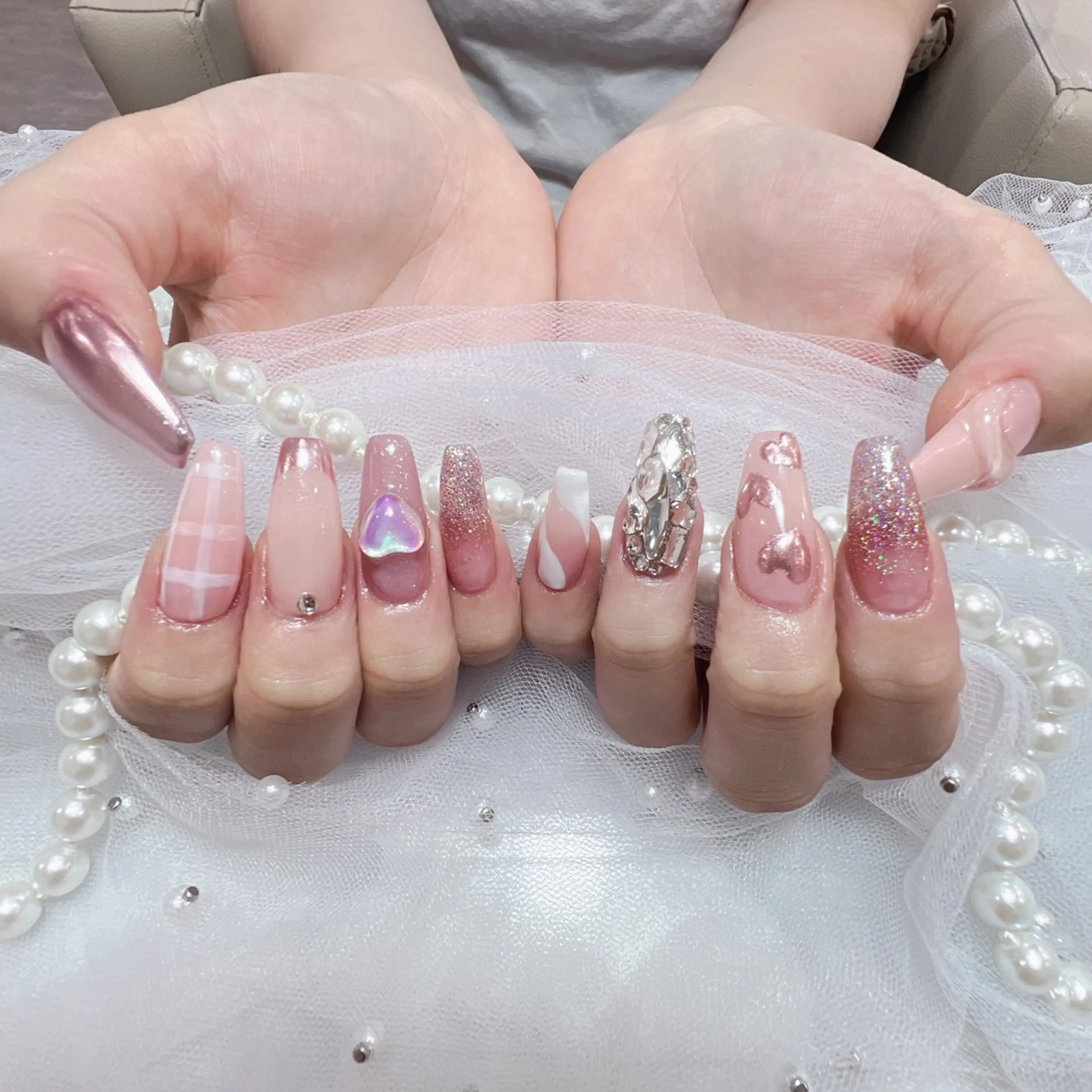 ネイル アートネイル フラッシュネイル フレンチネイル ガラスフレンチ グラデーション You&Me Yukiのネイルデザイン