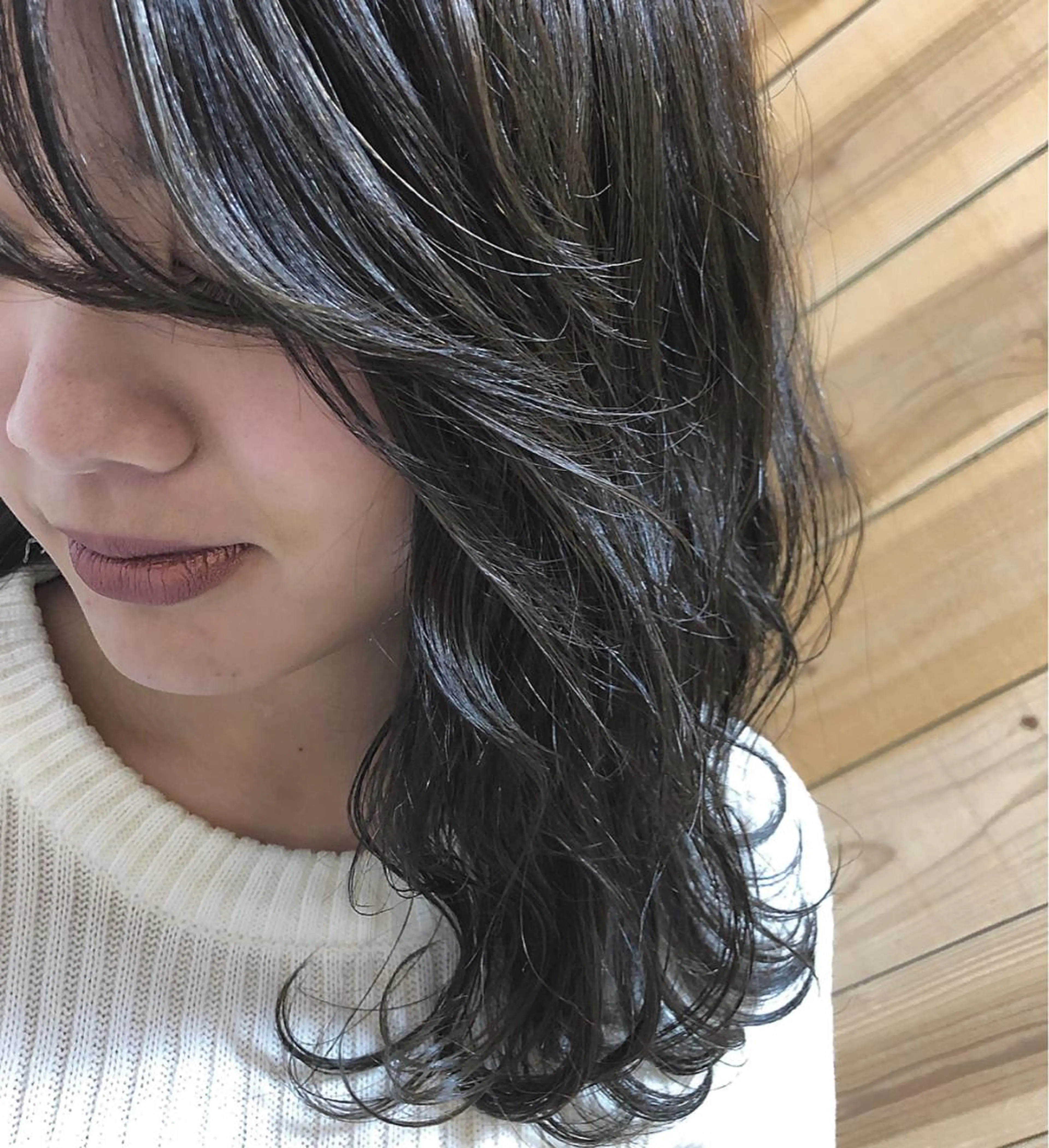 ミディアム カラー 透明感カラー グレージュ シルバー シルバーグレージュ hair salon Ranun髪質改善のヘアスタイル