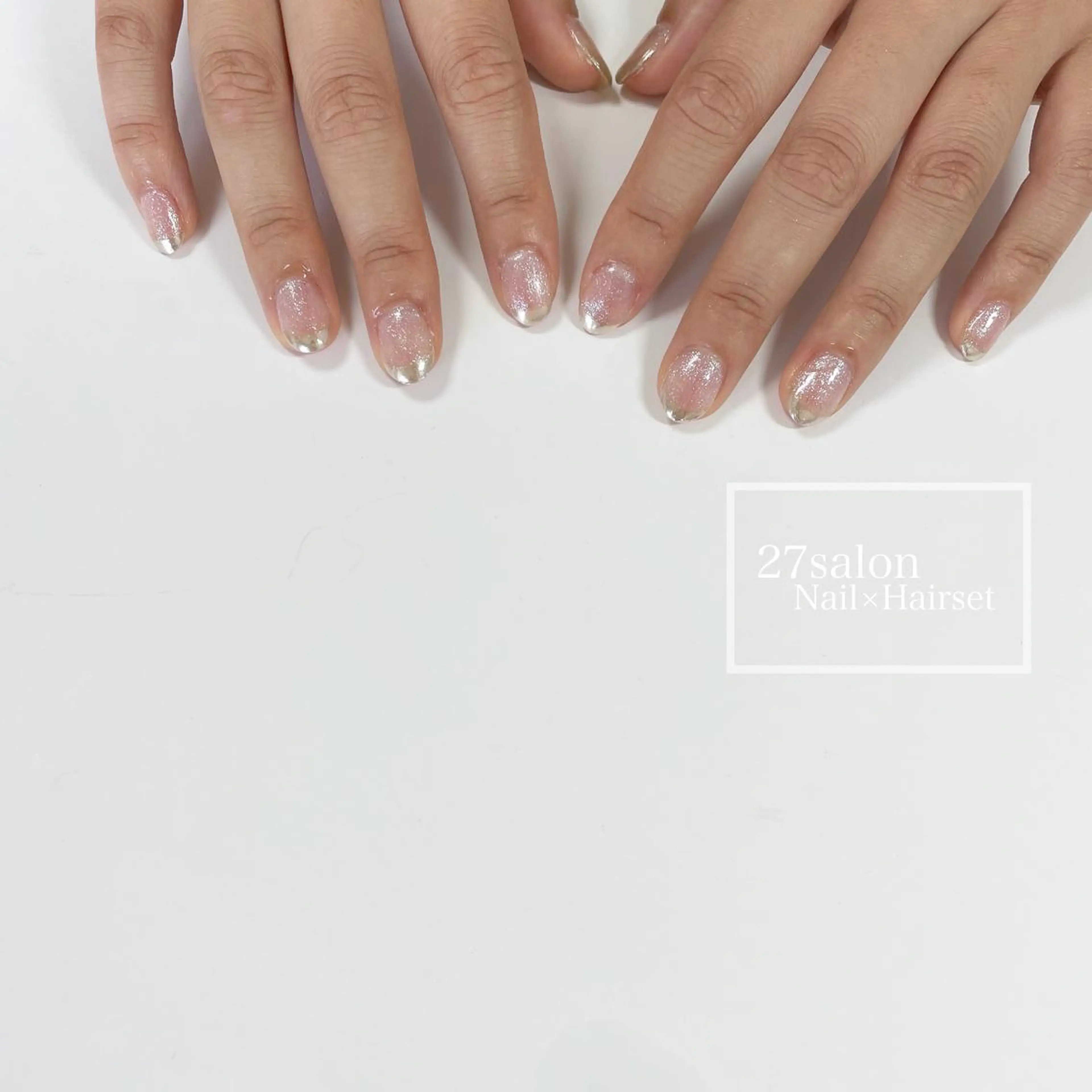 ネイル フレンチネイル マグネットネイル ミラーネイル 27salon yuinaのネイルデザイン