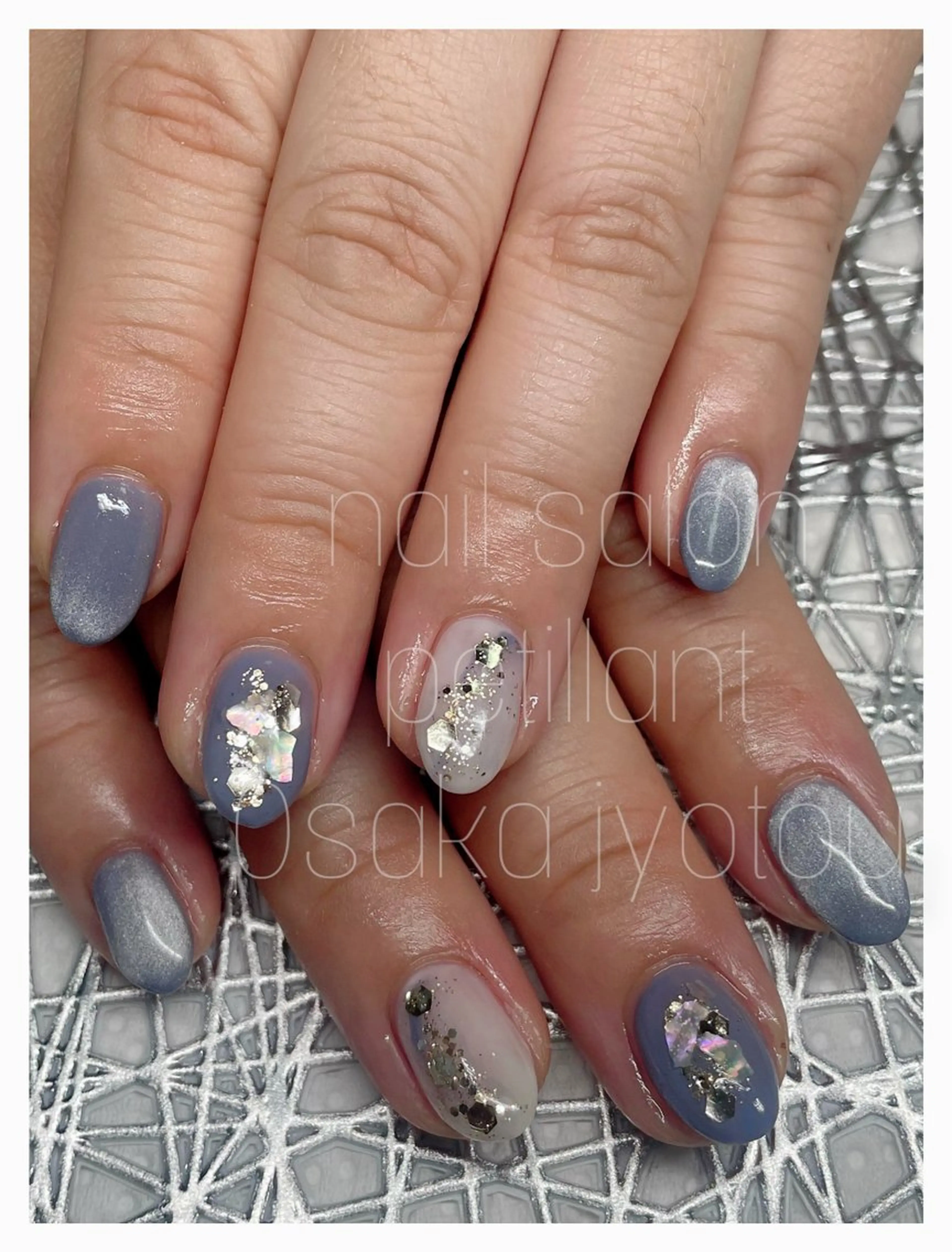 ネイル ブルー グリーン ピンク petillant所属・nail salon petillantのネイルデザイン