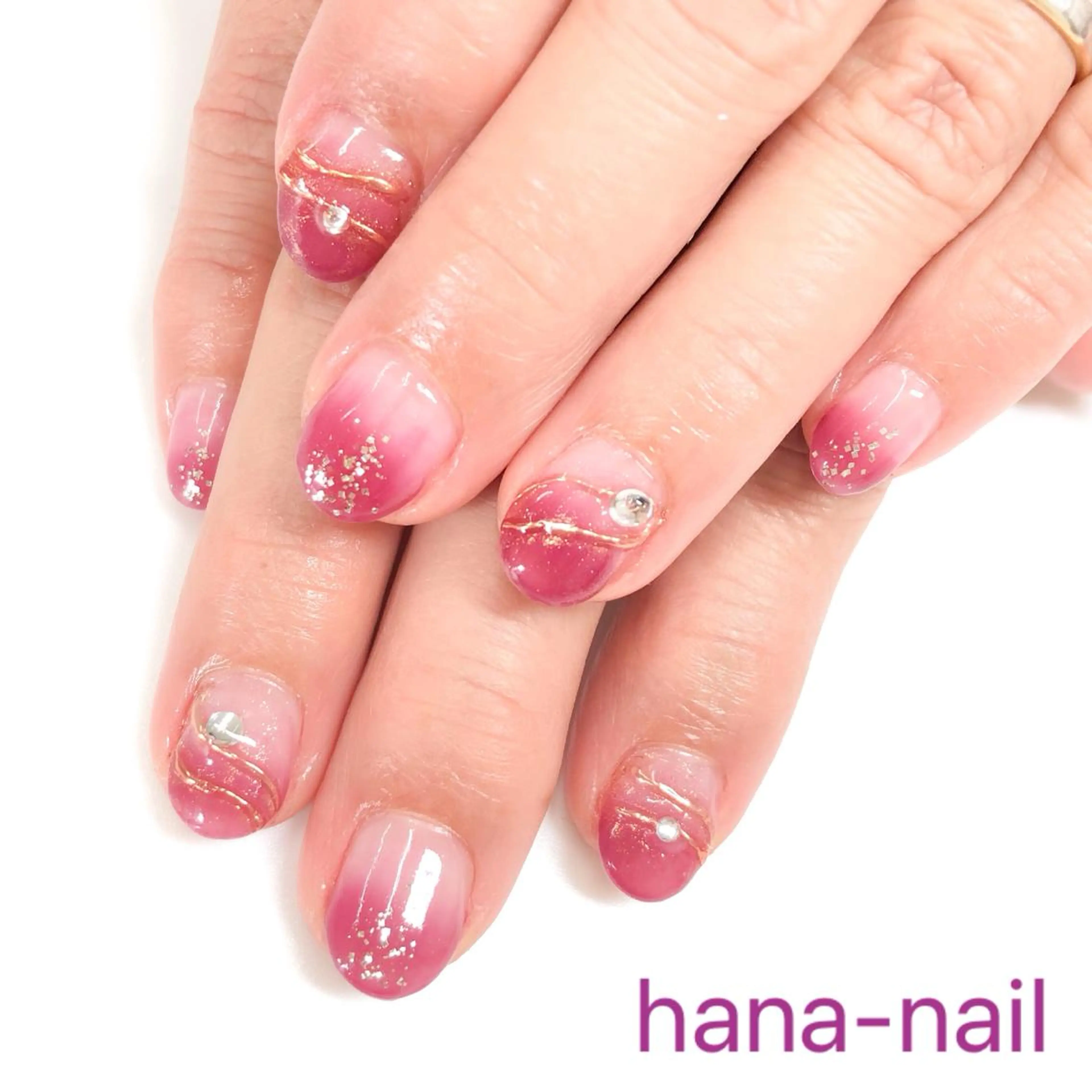 ネイル グラデーション ラメ(グリッター) ミラーネイル Kao hana-nailのネイルデザイン