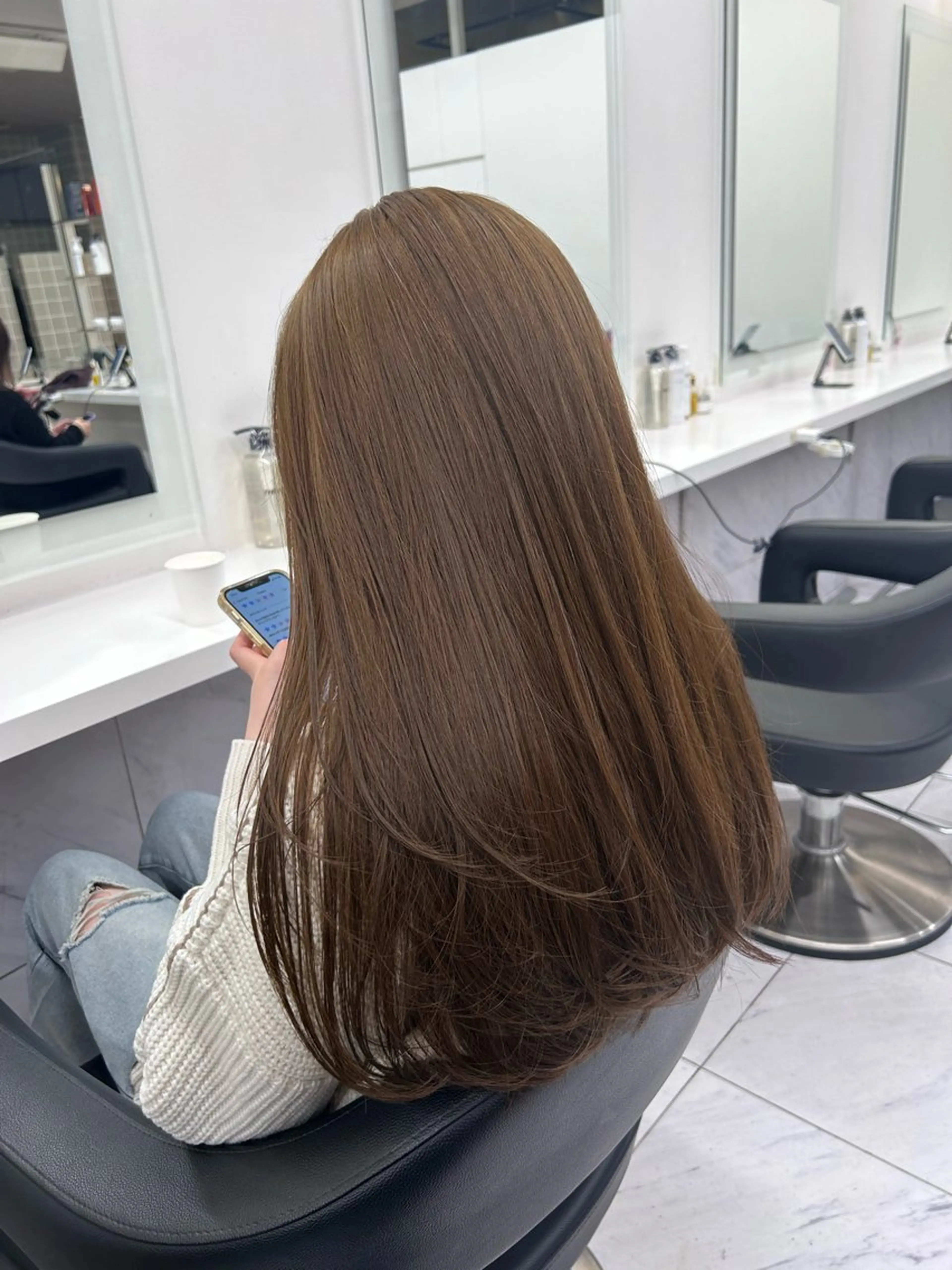 ロング カラー パーマ ヘアアレンジ メンズ キッズ ヘアカラー トリートメント ヘアセット ブリーチなしカラー/ ブラウン/レイヤーのヘアスタイル