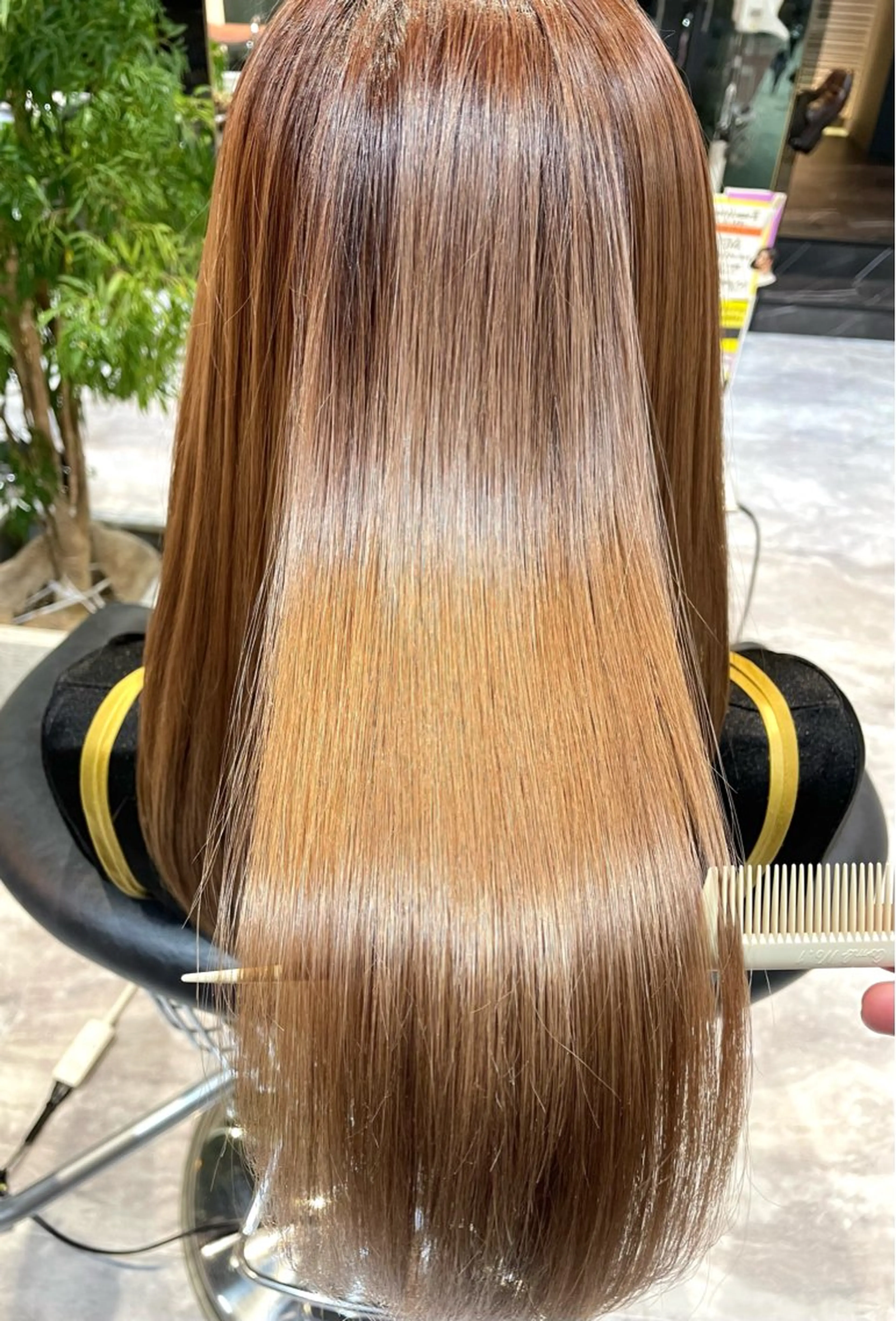 ロング 髪質改善 トリートメント 酸性ストレート ヘアカラー 縮毛矯正 トリートメント 美髪矯正/酸性ストレ ート/艶カラー/堅田のヘアスタイル