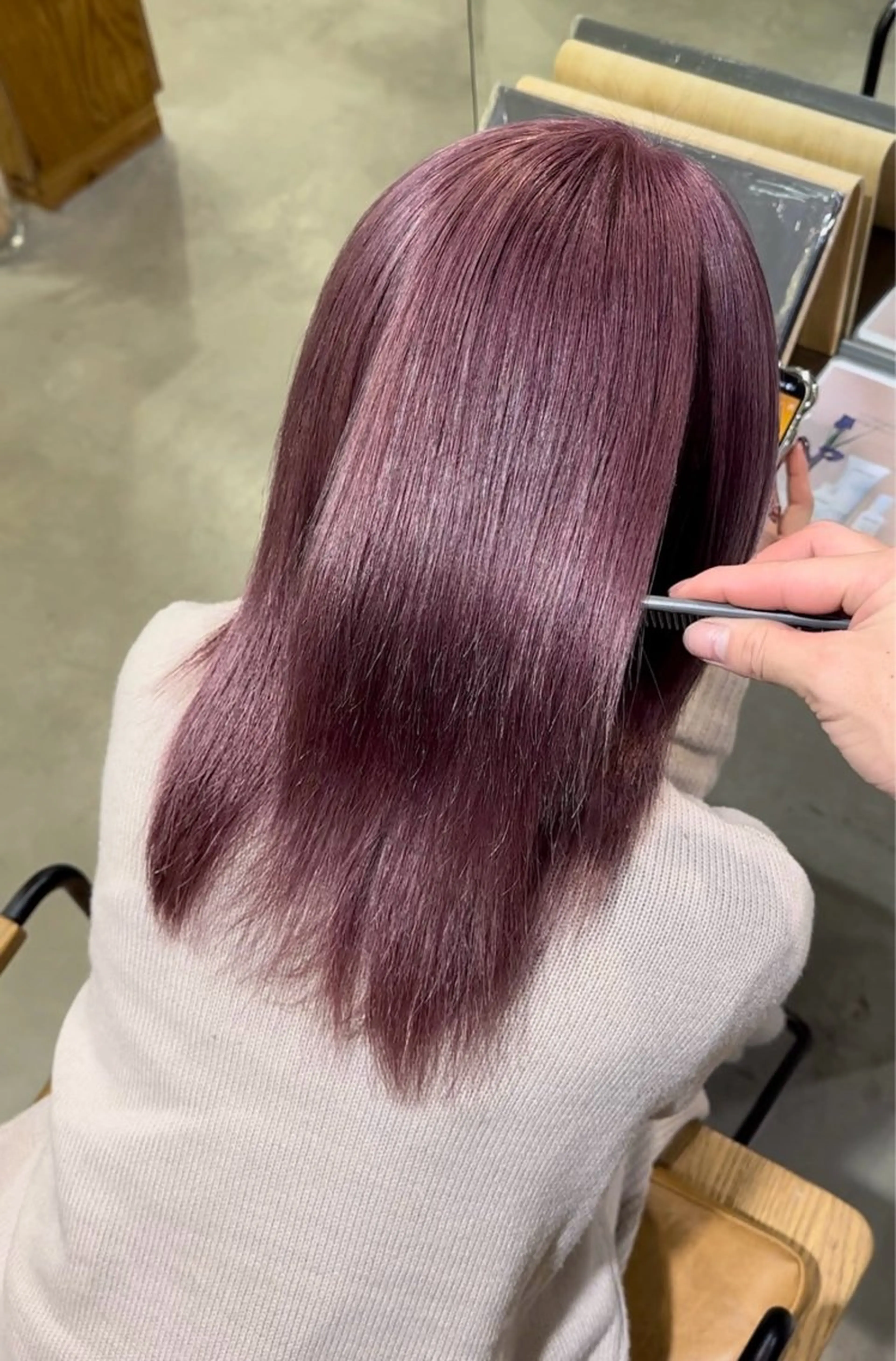 ミディアム カラー ブリーチ ラベンダーカラー ラベンダーピンク ピンクカラー 各務原/カラー/ブリ ーチお任せください！のヘアスタイル