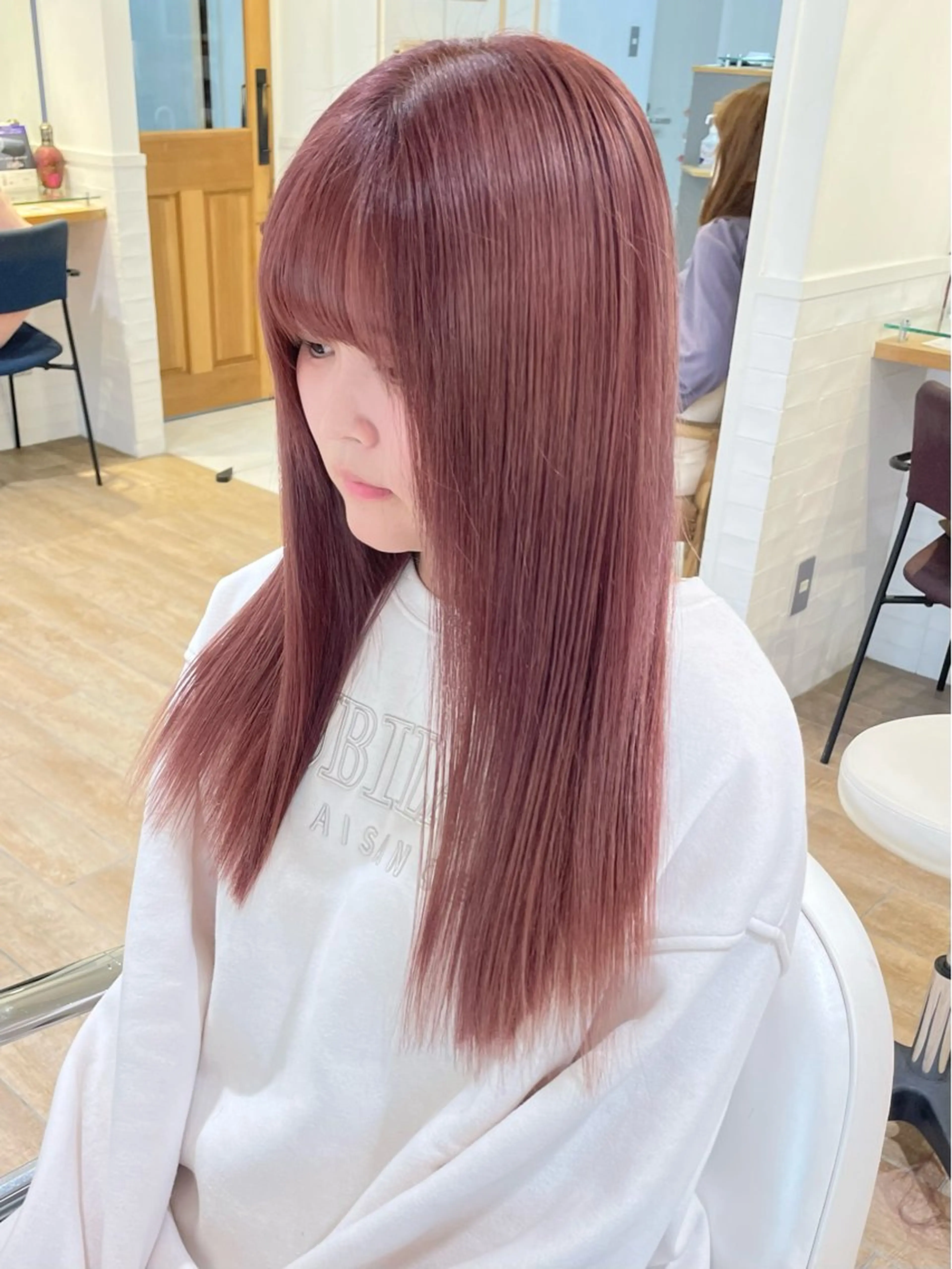 セミロング カラー ヘアアレンジ ヘアカラー トリートメント ハイトーンピンク🍑 ブリーチ🍑RINAのヘアスタイル