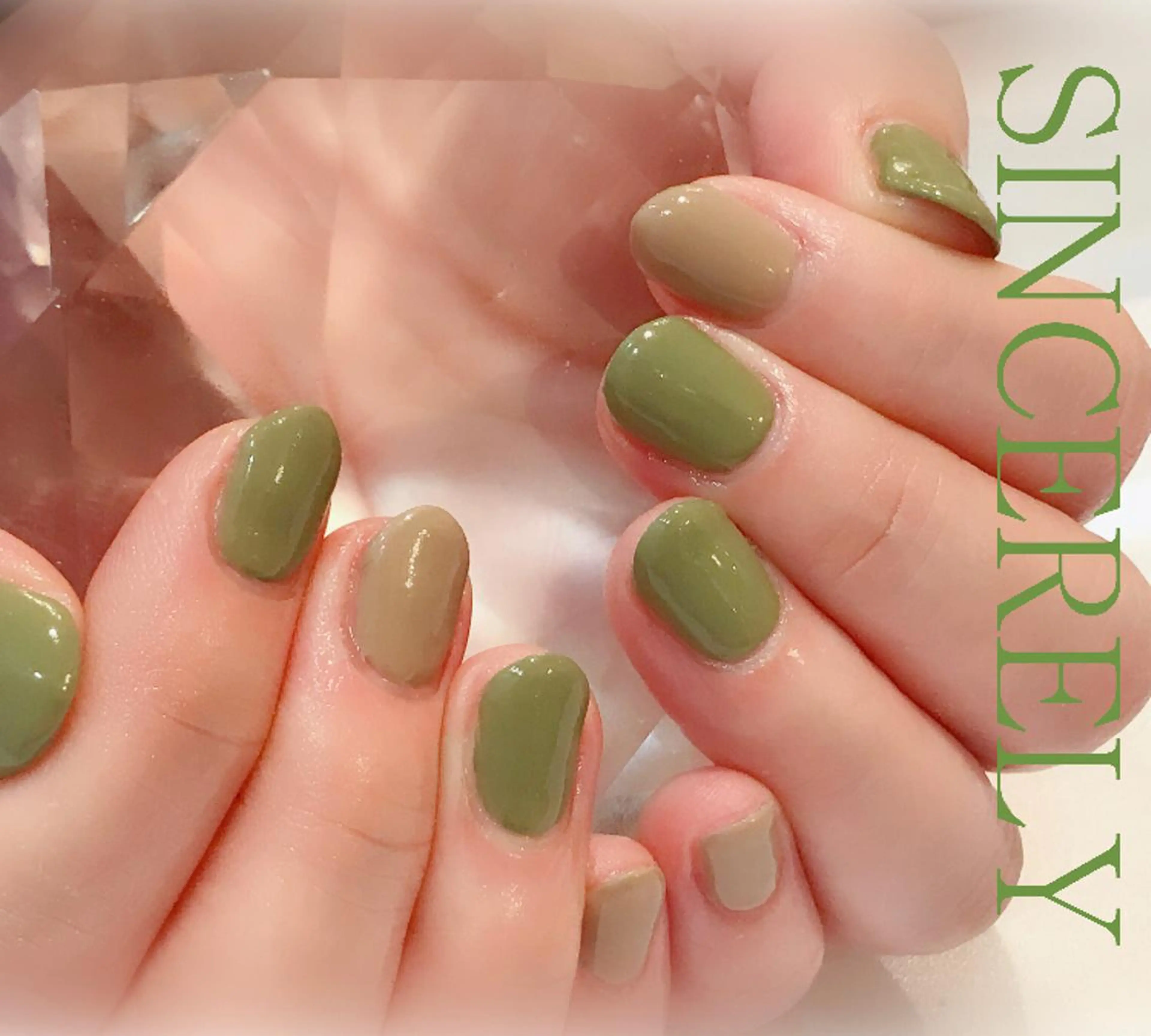 ネイル アートネイル 持ち込み ピスタチオネイル スカルプネイル シンプルネイル SINCERELY シンシアリー🌈のネイルデザイン