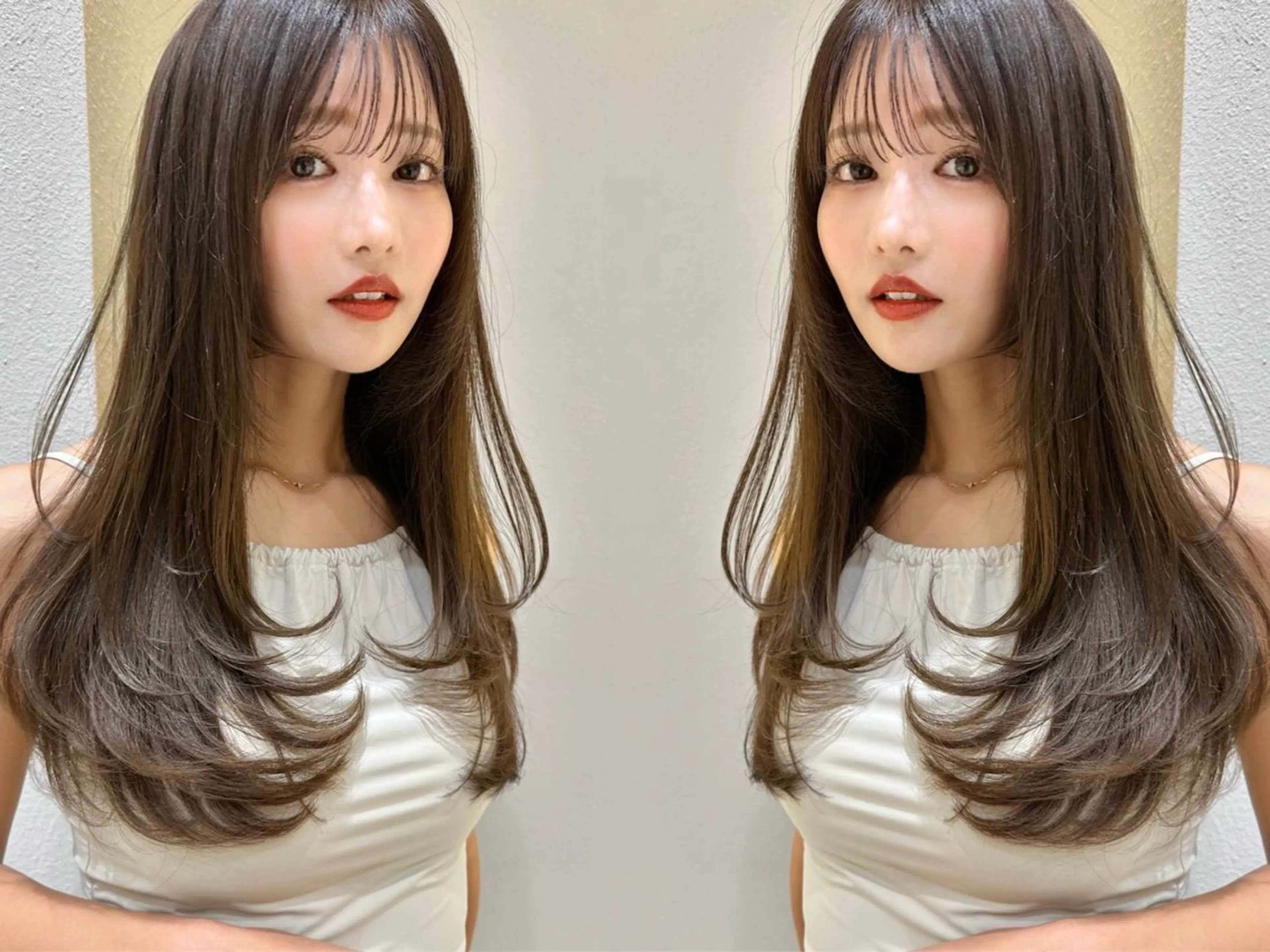 ロング カラー ロングレイヤー くびれヘア レイヤーカット ロング シースルーバング カット ヘアカラー トリートメント ショート/ボブ 岡田洸太のヘアスタイル