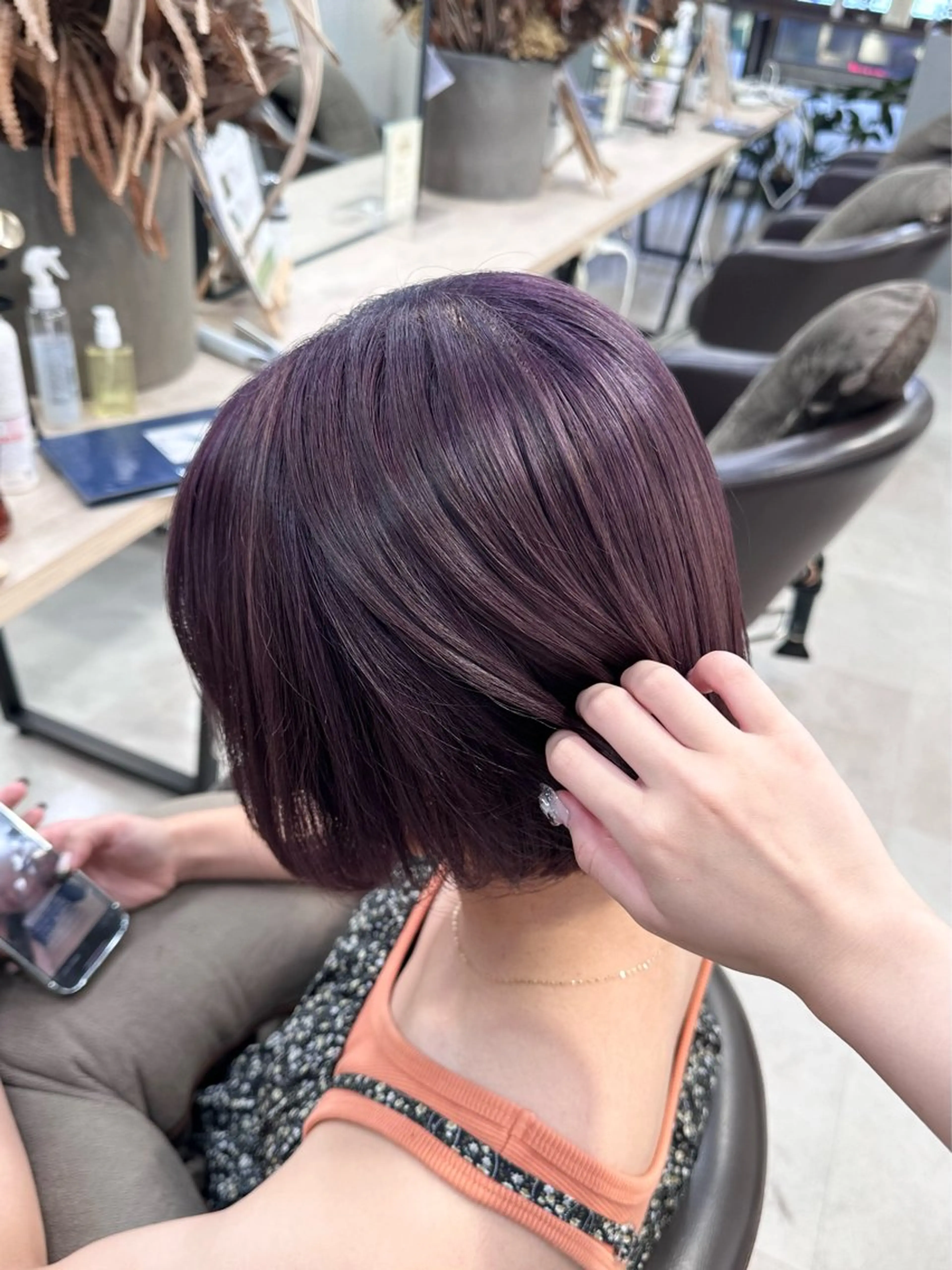 ミディアム ヘアカラー ピンク・ラベンダー 艶カラー🍁かえでのヘアスタイル