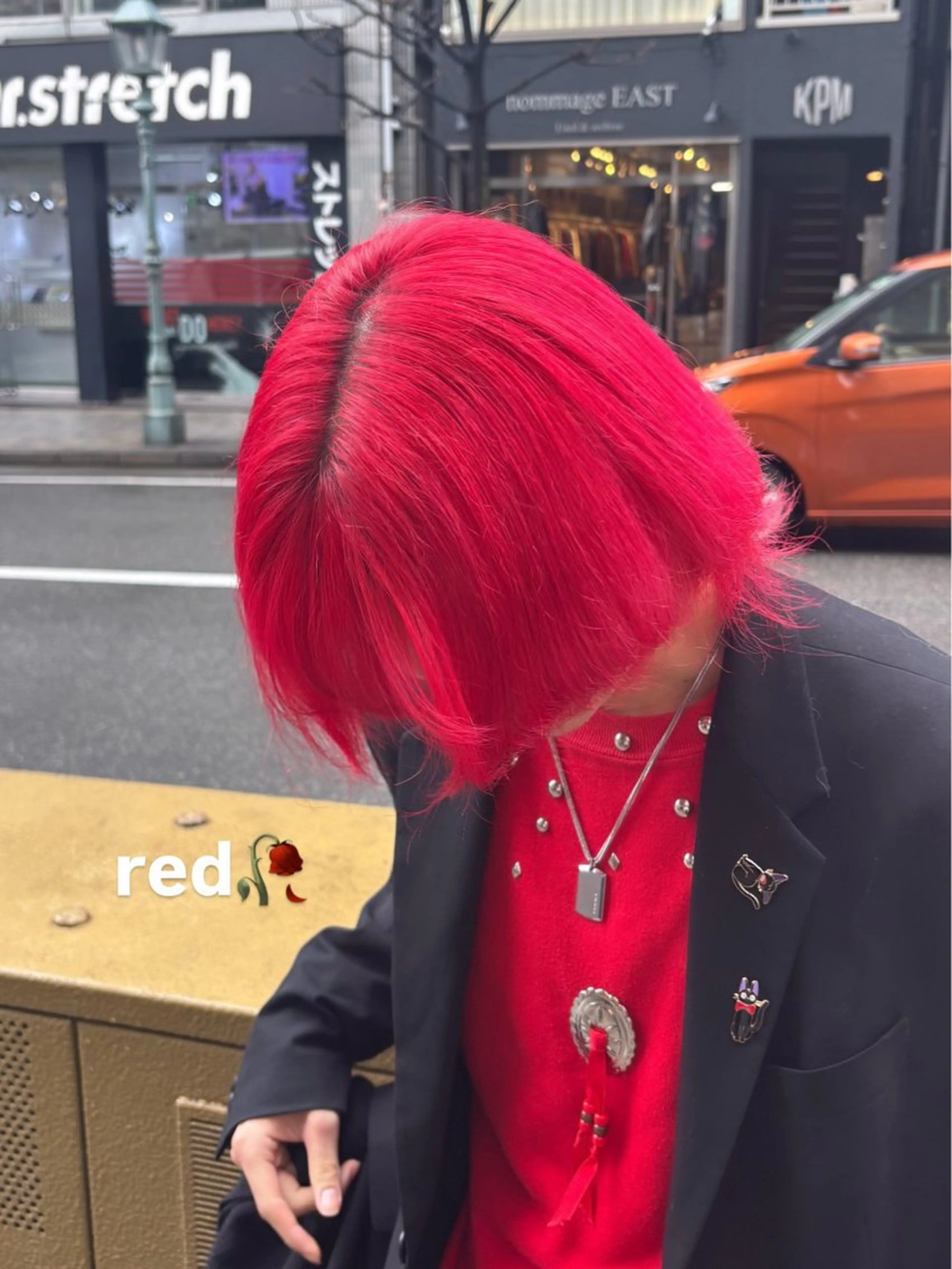 カラー レッドカラー 石原 望来のヘアスタイル