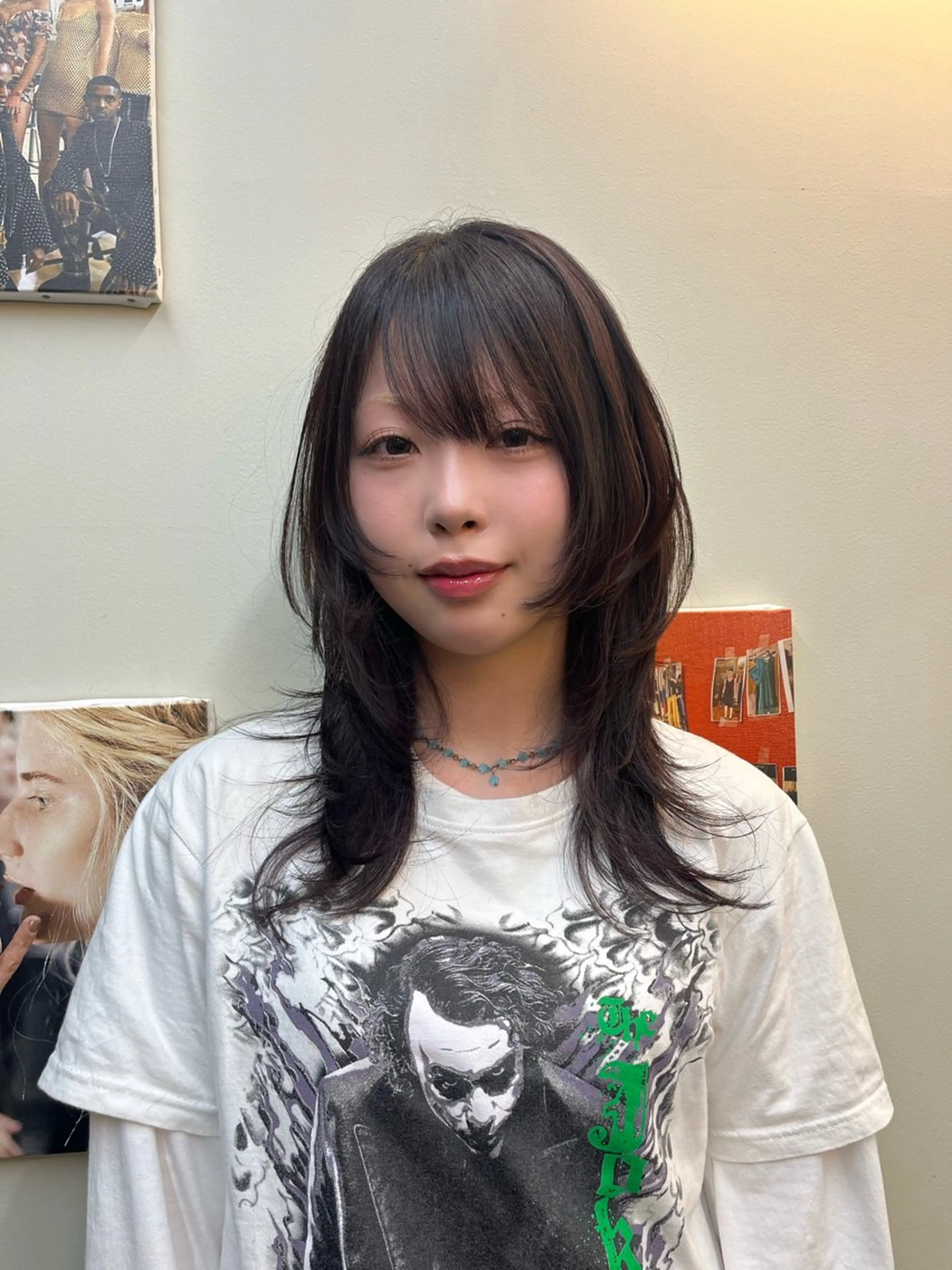 セミロング ハッシュカット レイヤーカット 小顔カット カット 🎀抜け感カール＋透 明感カラー🎀ミカゼのヘアスタイル