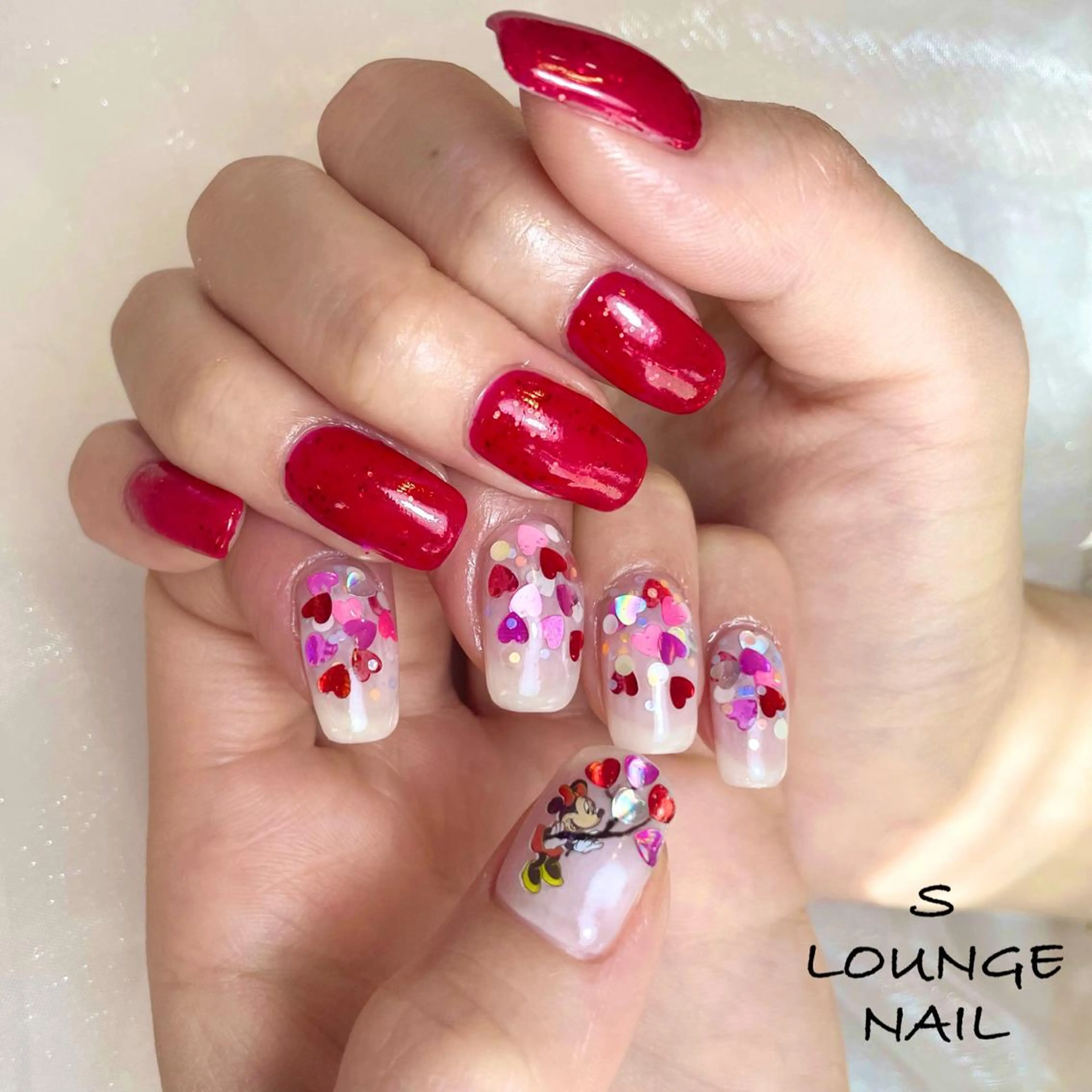 ネイル バレンタイン ハンドネイル フットネイル S LOUNGE NAIL所属・パーツたくさん🍓 SUMIのネイルデザイン