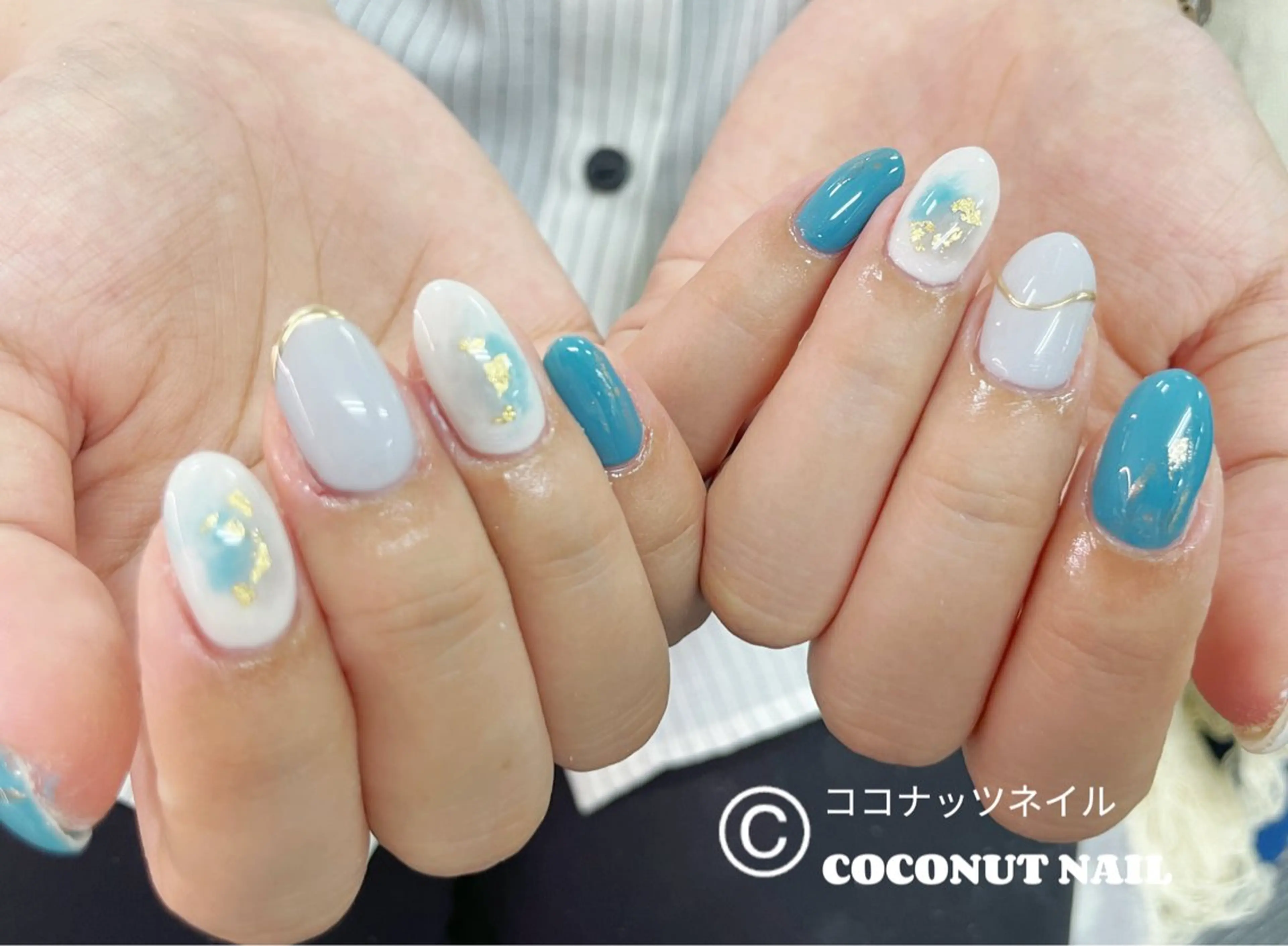 ネイル べっ甲ネイル フレンチネイル キラキラネイル マグネットネイル 大理石ネイル(マーブル) ハンドネイル 神田 ココナッツのネイルデザイン