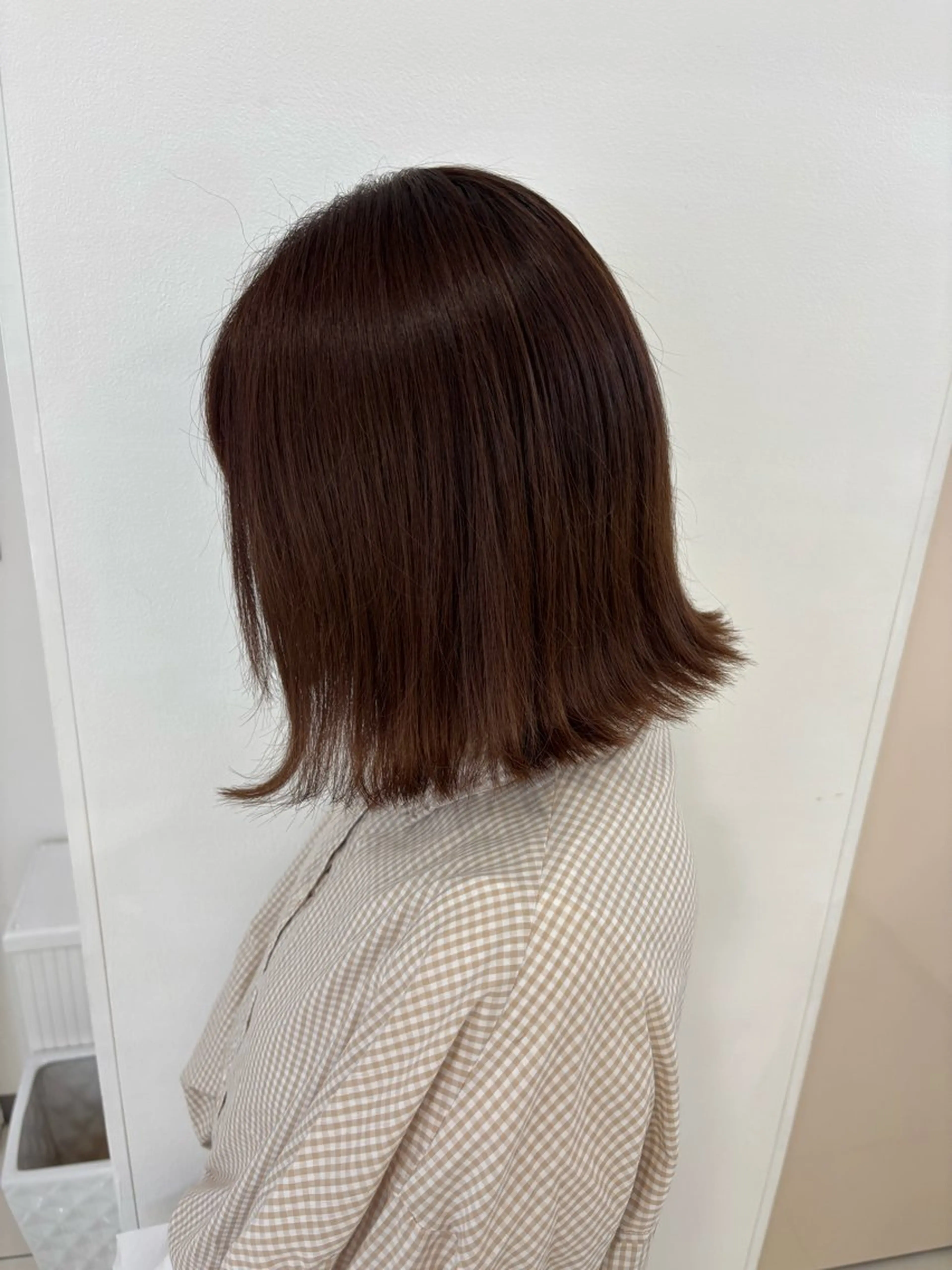 ミディアム カラー あんず Nosh/博多千代のヘアスタイル