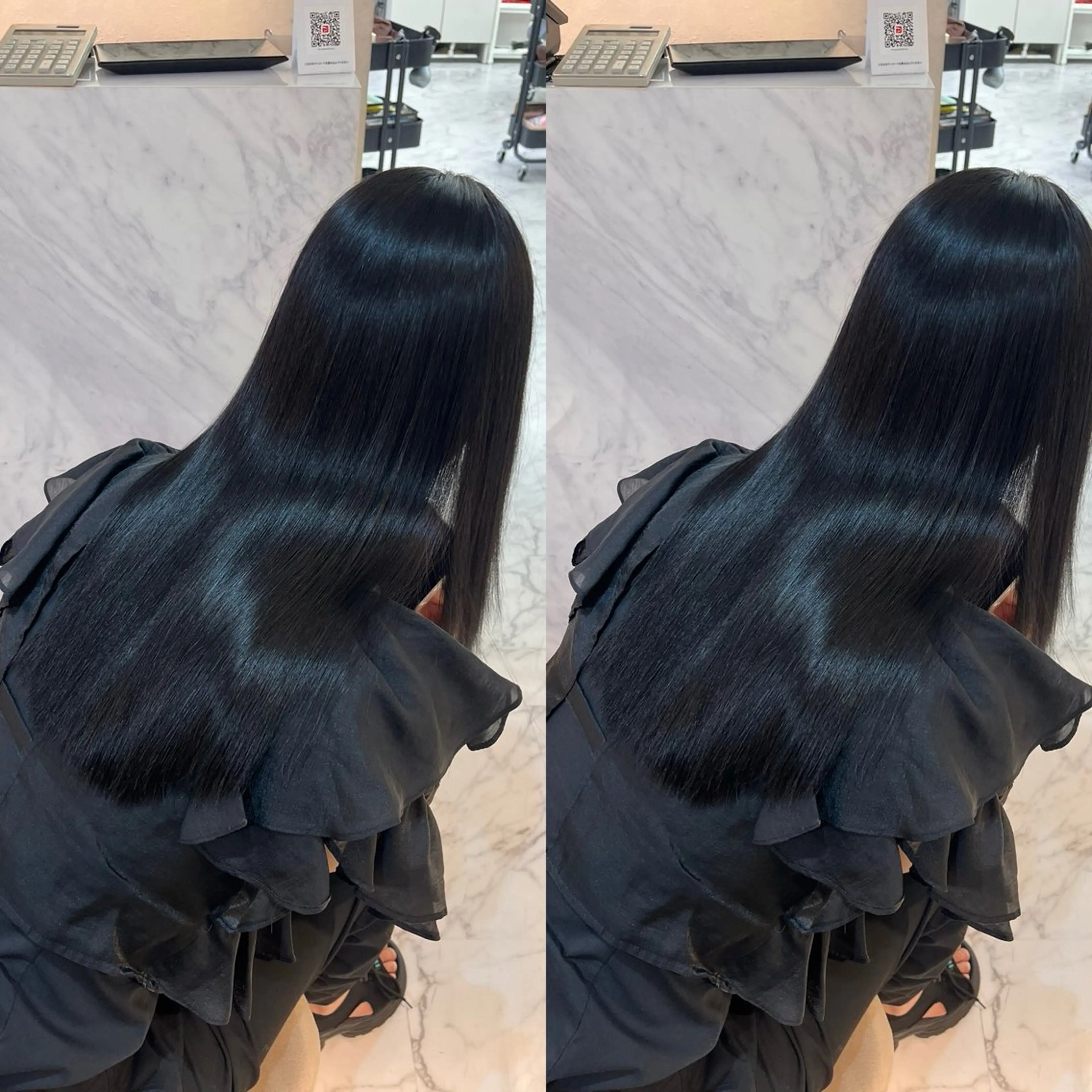 セミロング カット 縮毛矯正 トリートメント youres hair 新宿3丁目店所属・🍫ハイトーン✖︎ 髪質改善🍫柴田のヘアスタイル