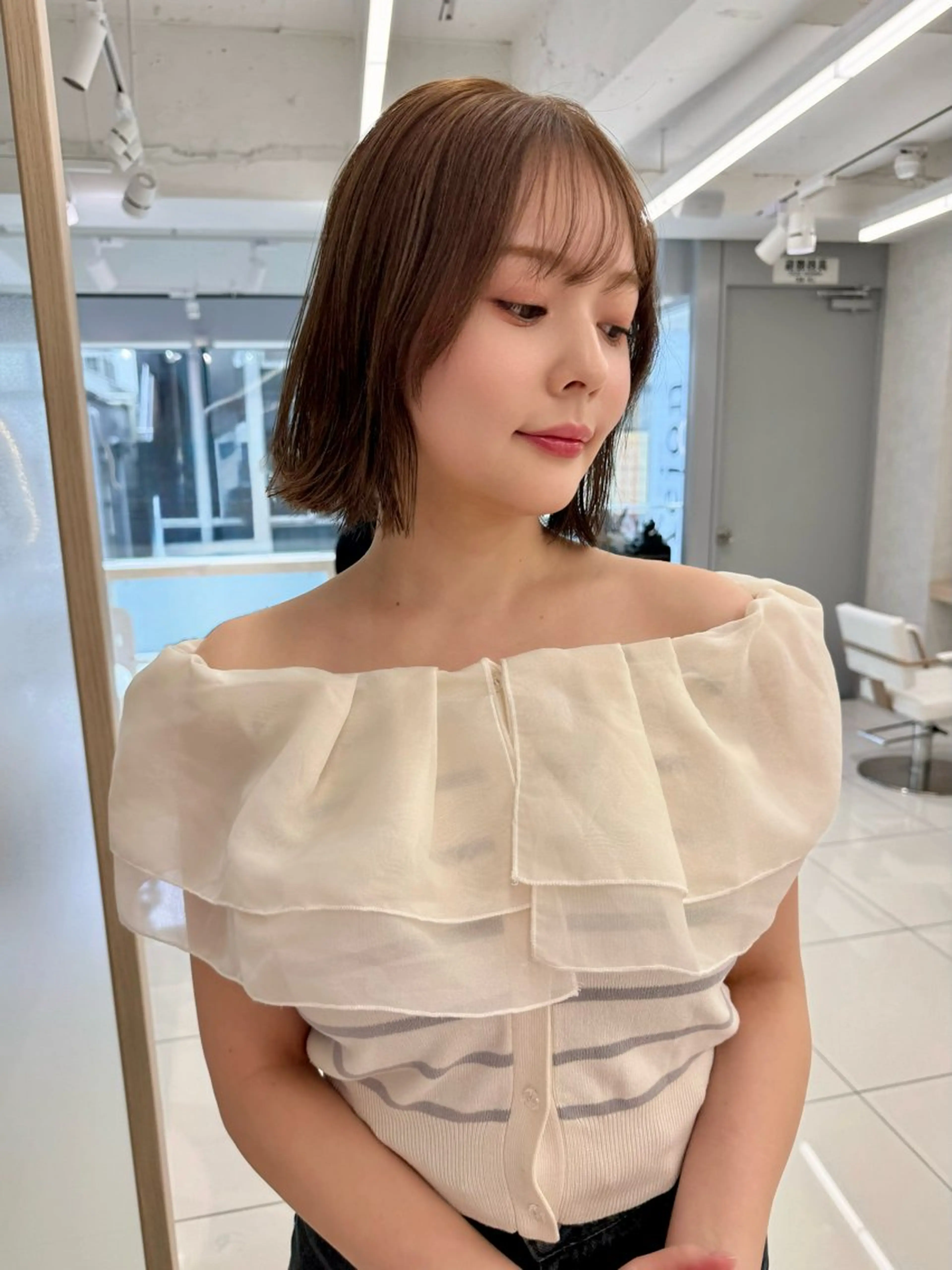 ミディアム レイヤー/韓国/ 顔周り/しんやのヘアスタイル