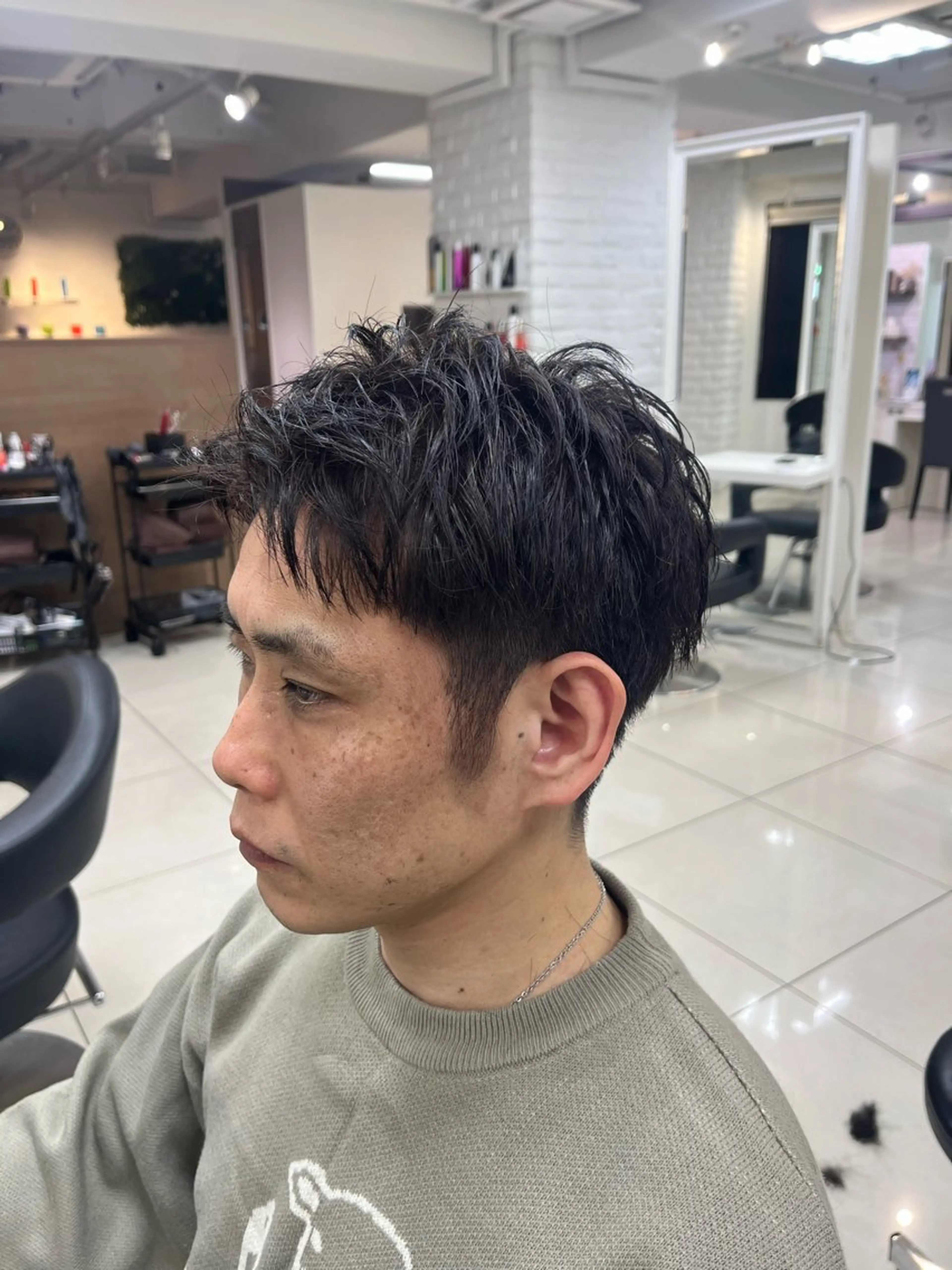 ショート メンズ アップバング カット メンズパーマ職人 パーマ🔥ritaのヘアスタイル