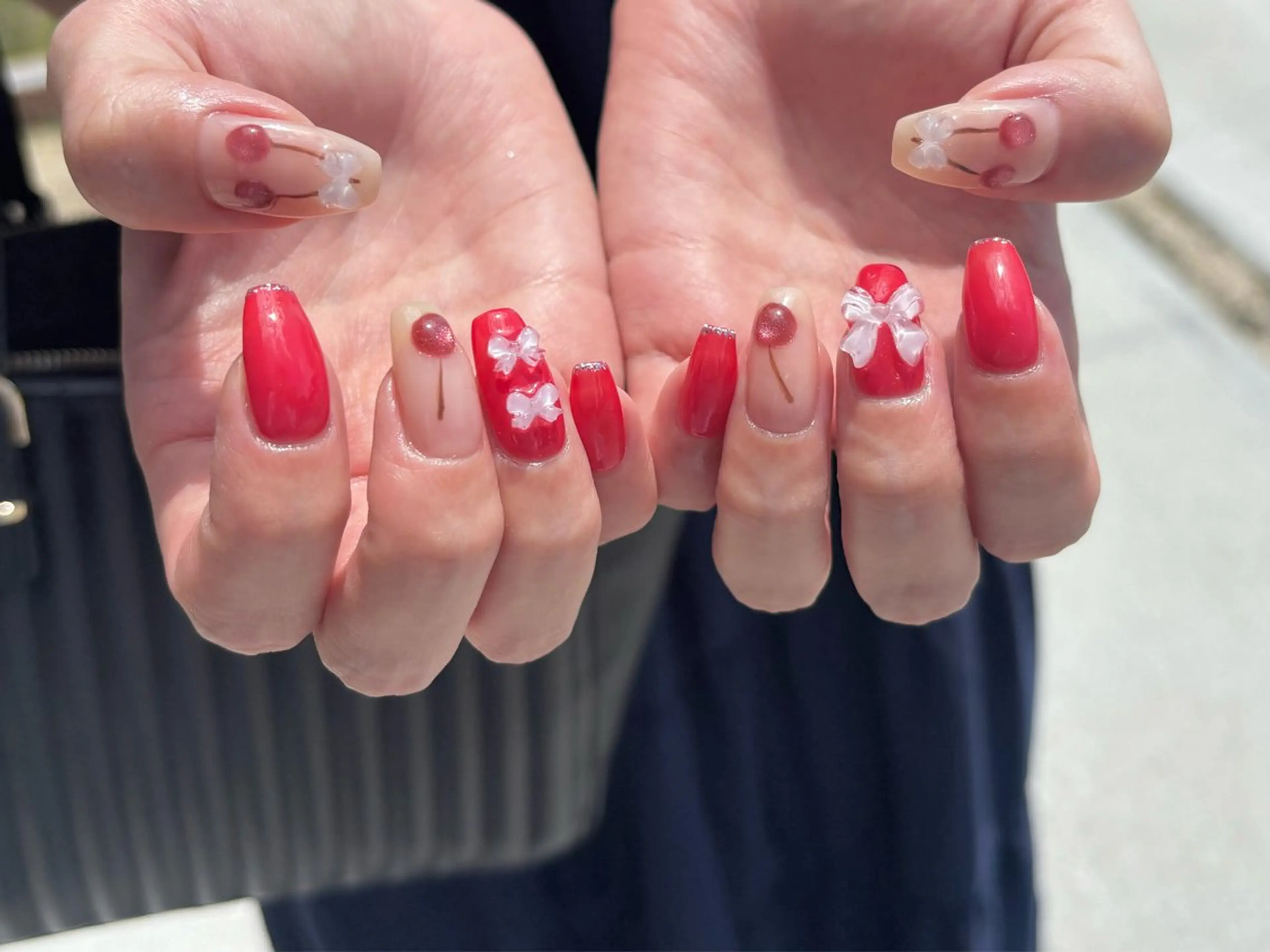 ネイル リボン ハンドネイル nayu nailのネイルデザイン