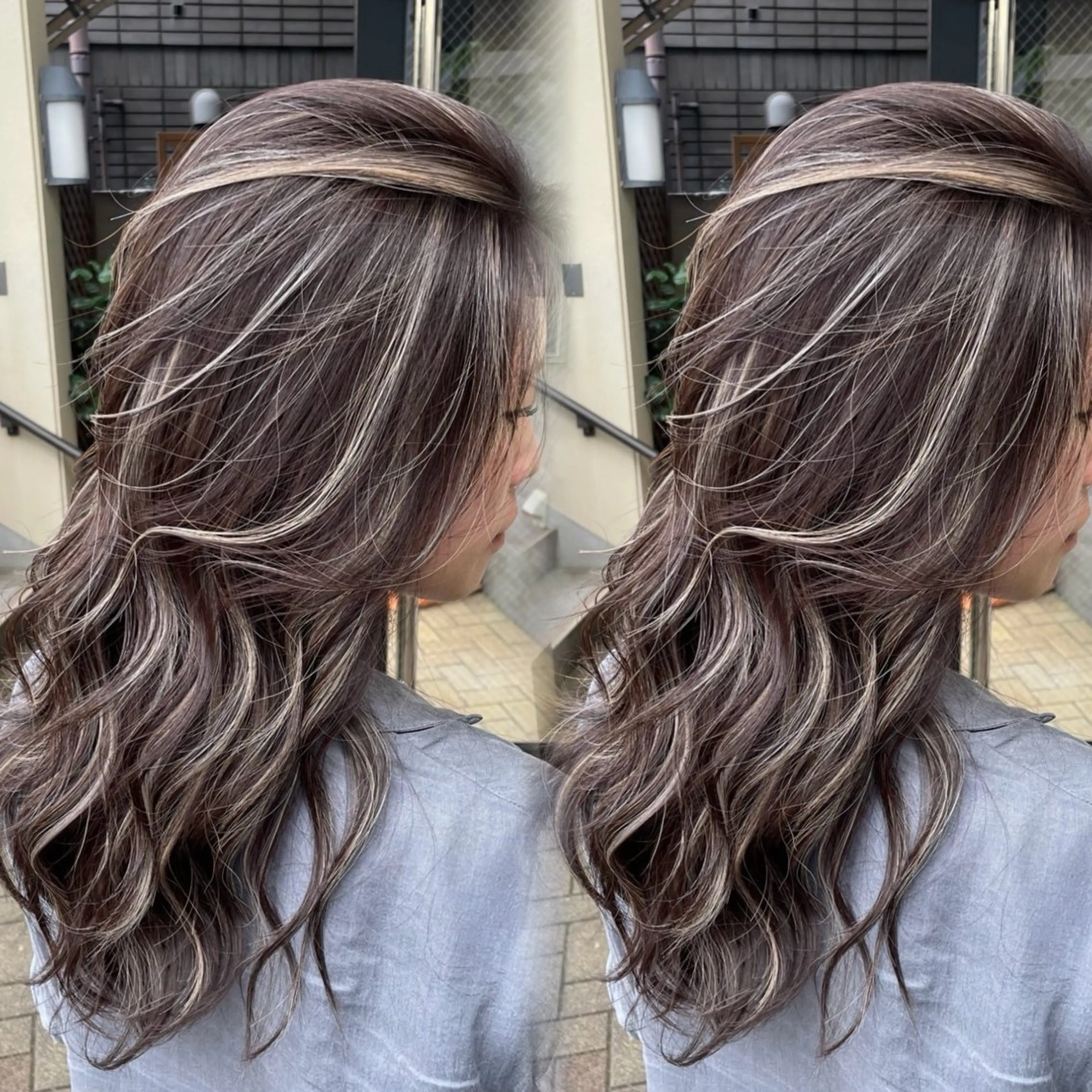 ロング カラー ハイライトカラー ハイライト カット ヘアカラー トリートメント 表参道/ハイライト バレイヤージュのヘアスタイル