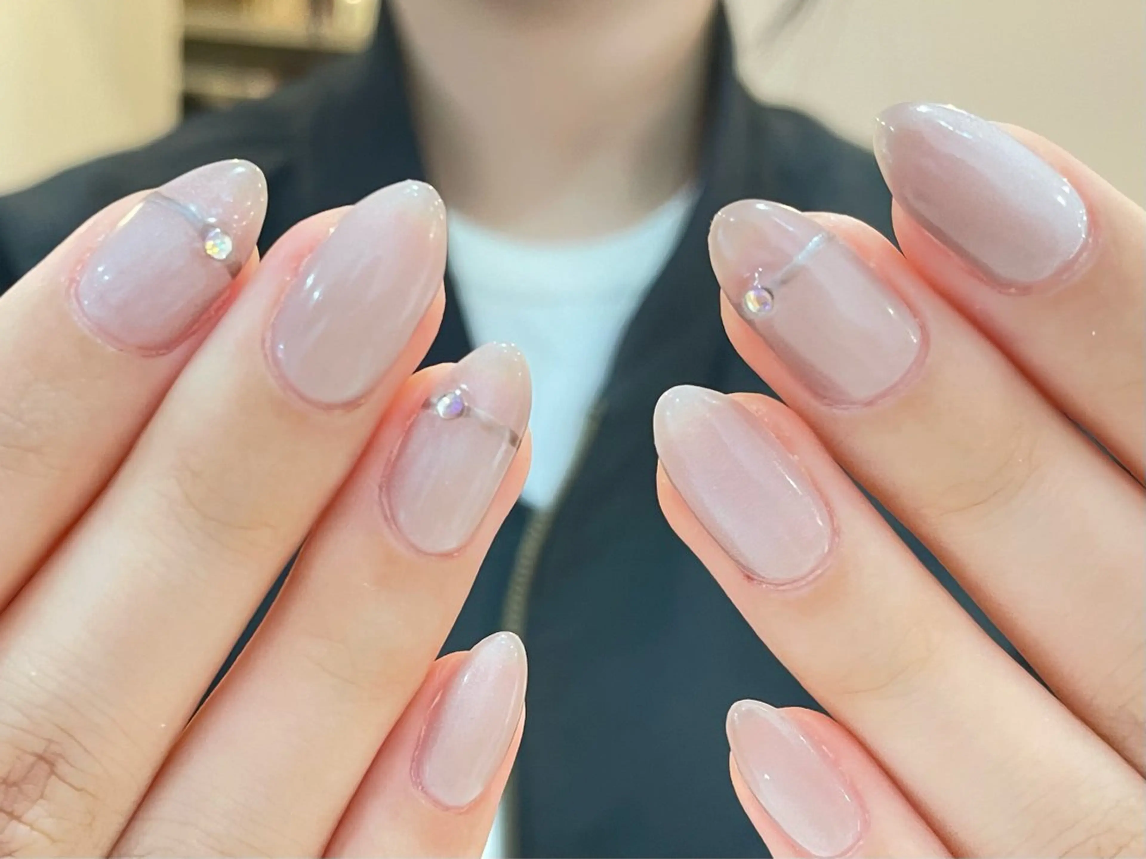 ネイル オーロラネイル チークネイル フレンチネイル ガラスフレンチ グラデーション H&B 楊のネイルデザイン