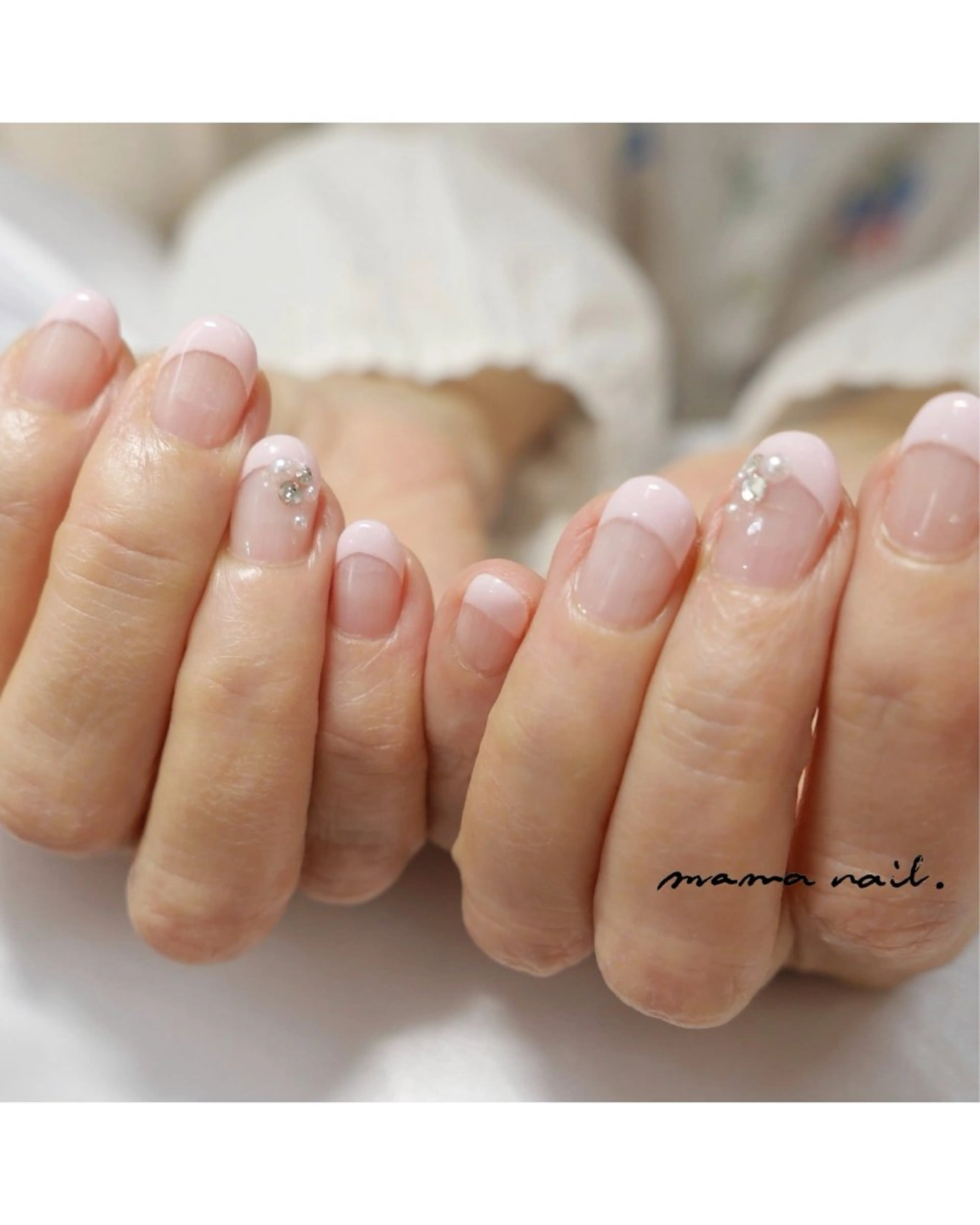 ネイル フレンチネイル ピンク シンプルネイル ネイルサロン mama nailのネイルデザイン