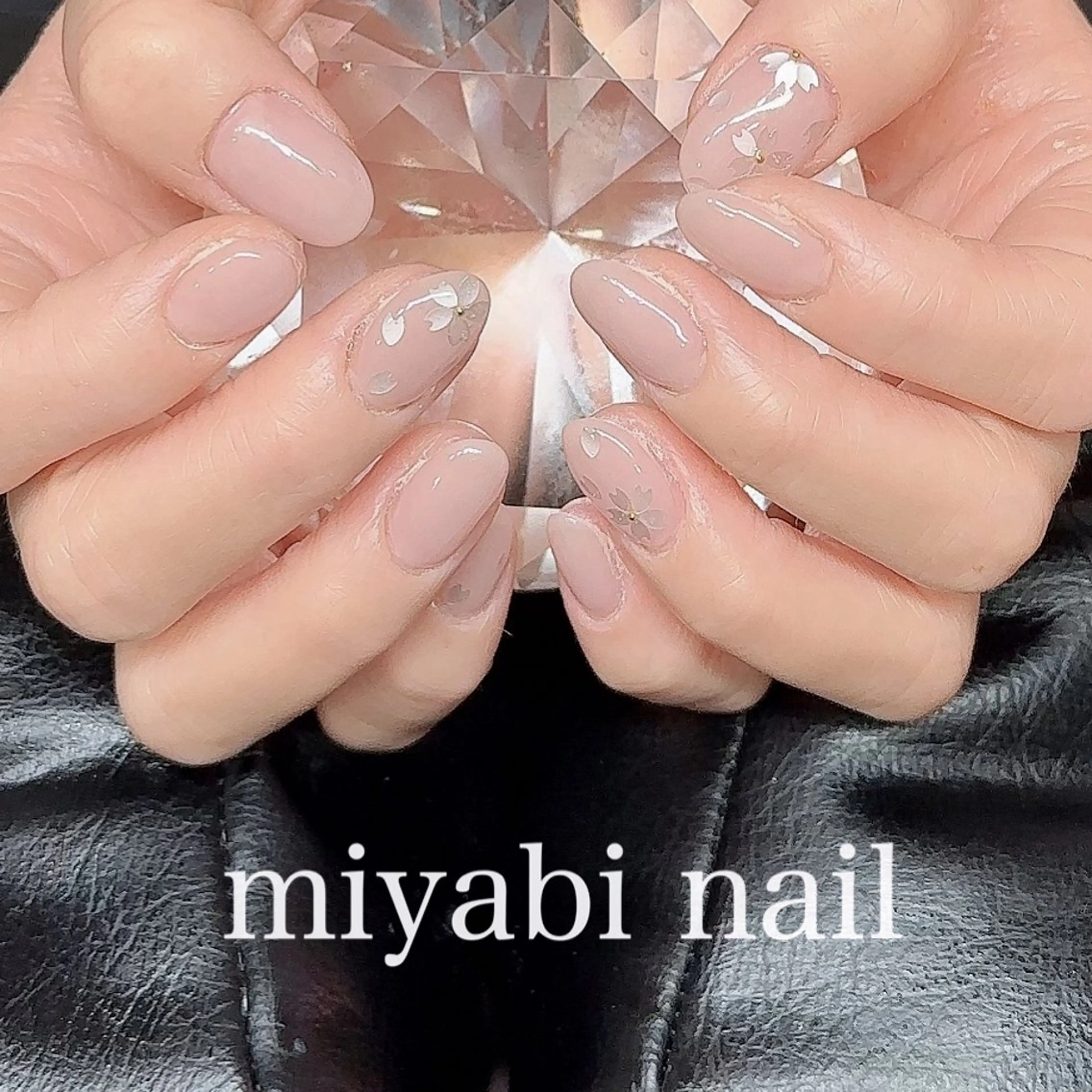 ネイル アートネイル 桜ネイル 持ち込み オフィスネイル パープル ハンドネイル miyabi nail 桂川駅近くのネイルデザイン