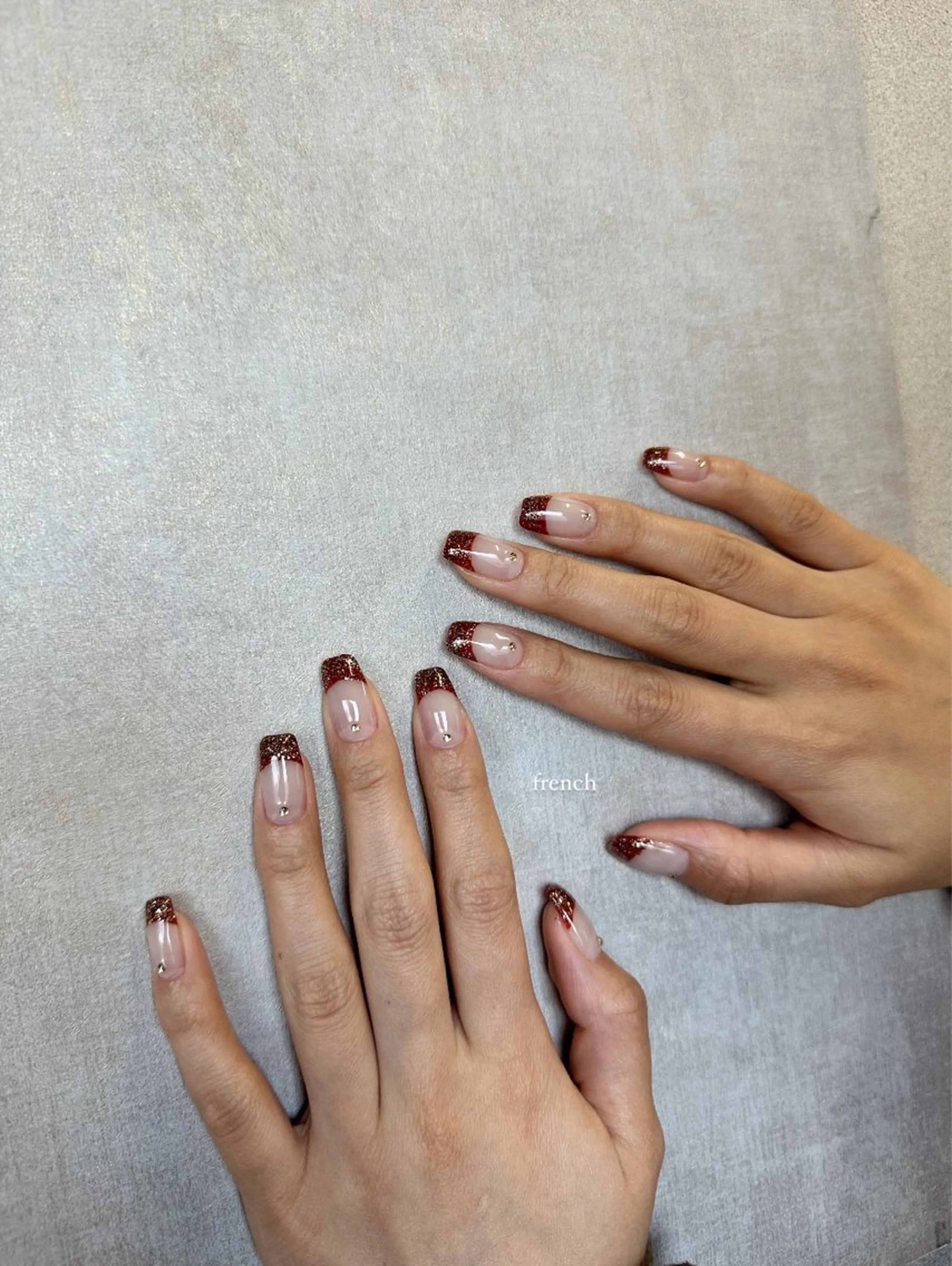 ネイル ボルドー ラメ(グリッター) atelier design Amiのネイルデザイン