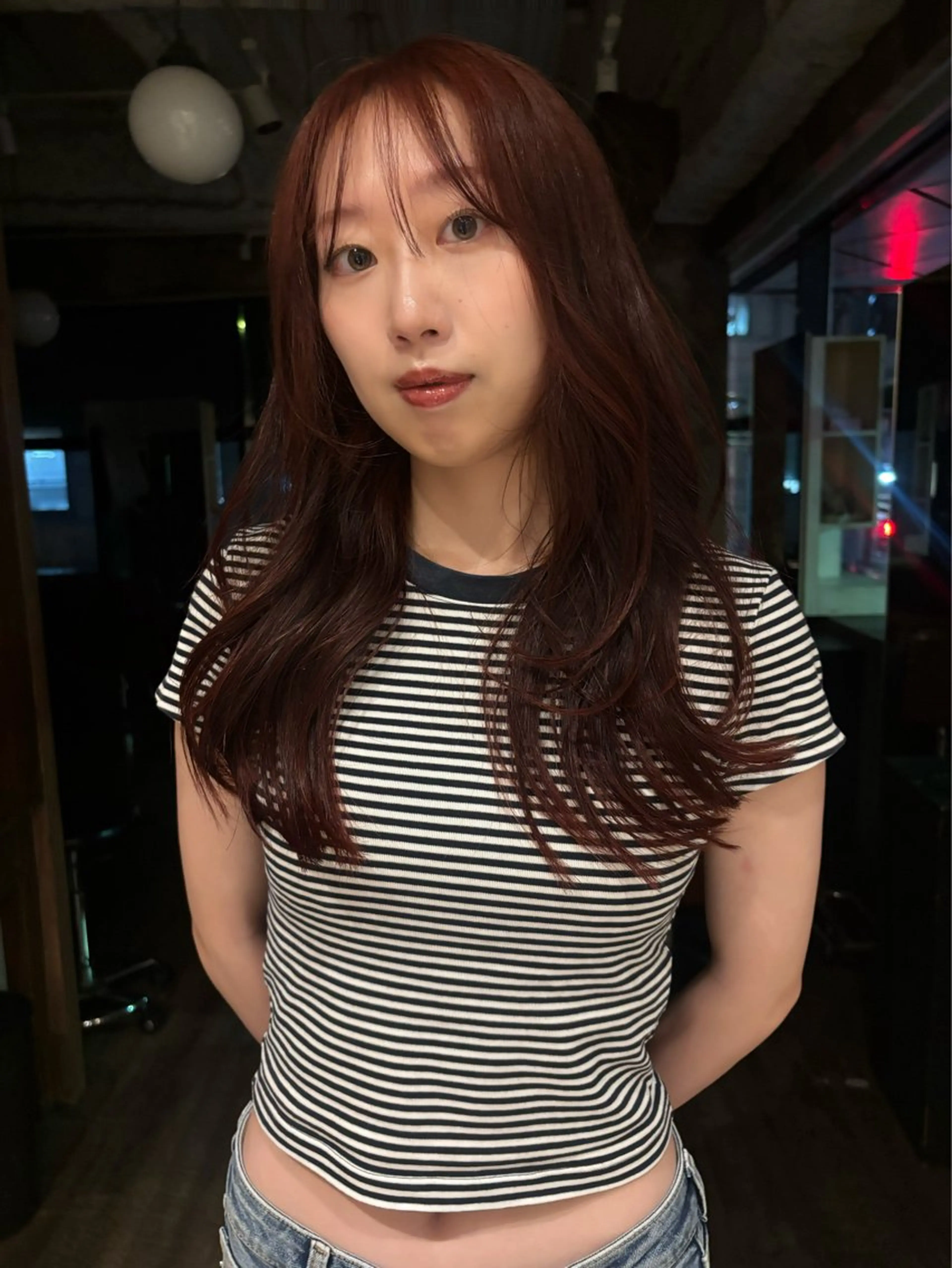 ロング カラー オレンジ レッドカラー トリートメント ヘアカラー lot れののヘアスタイル