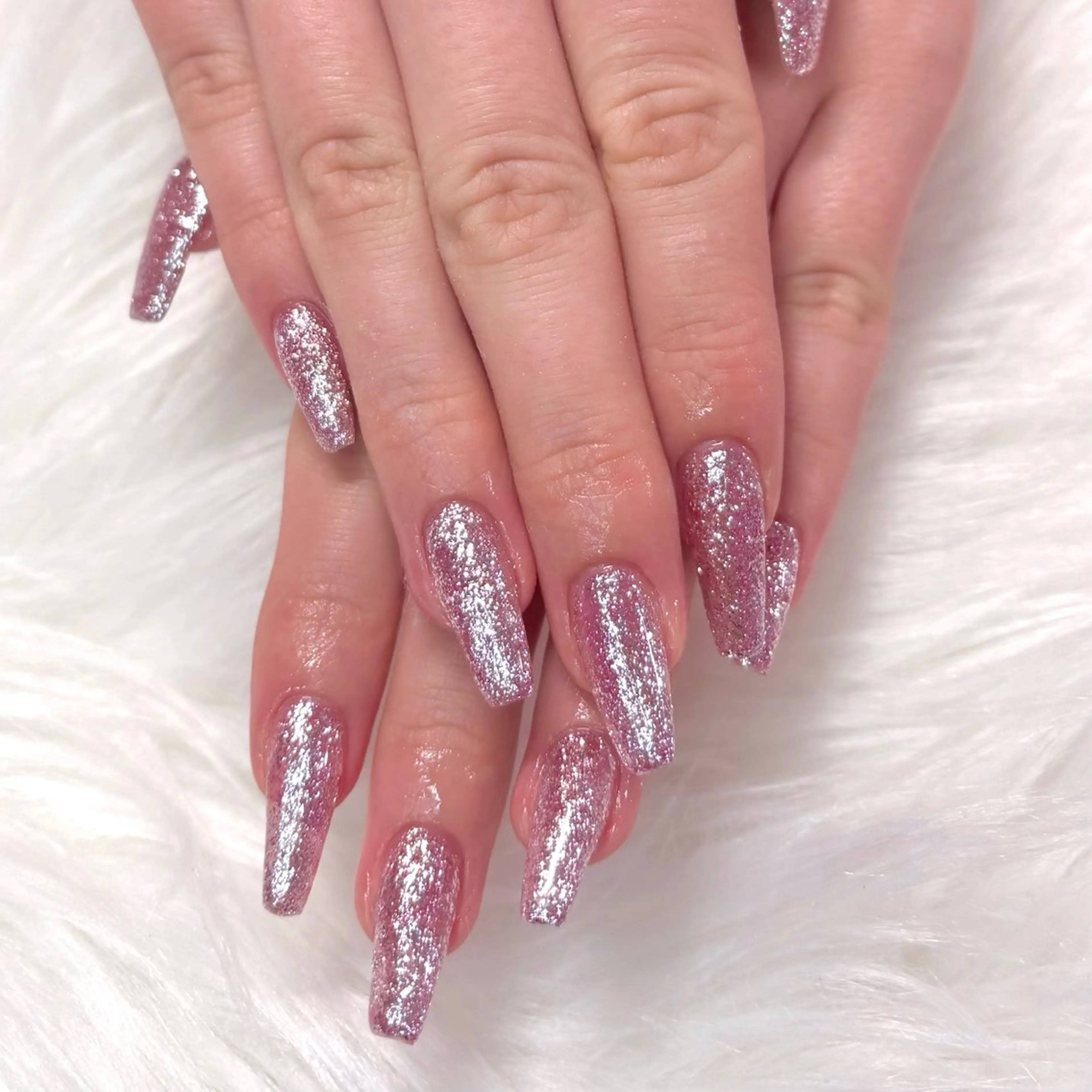 ネイル ラメ(グリッター) ワンカラーネイル ピンク ハンドネイル Noix nailのネイルデザイン