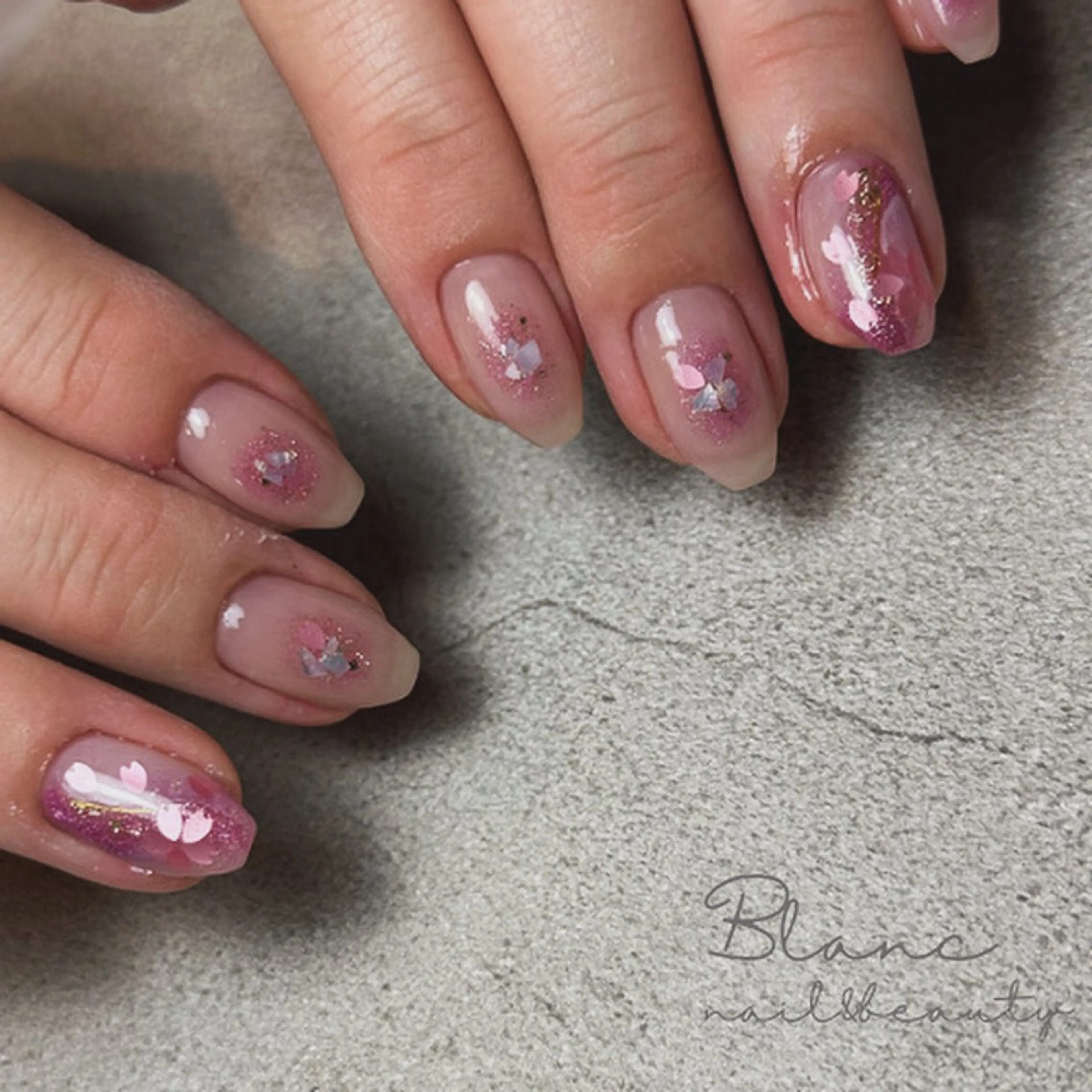 ネイル チークネイル 桜ネイル Blanc ブランのネイルデザイン